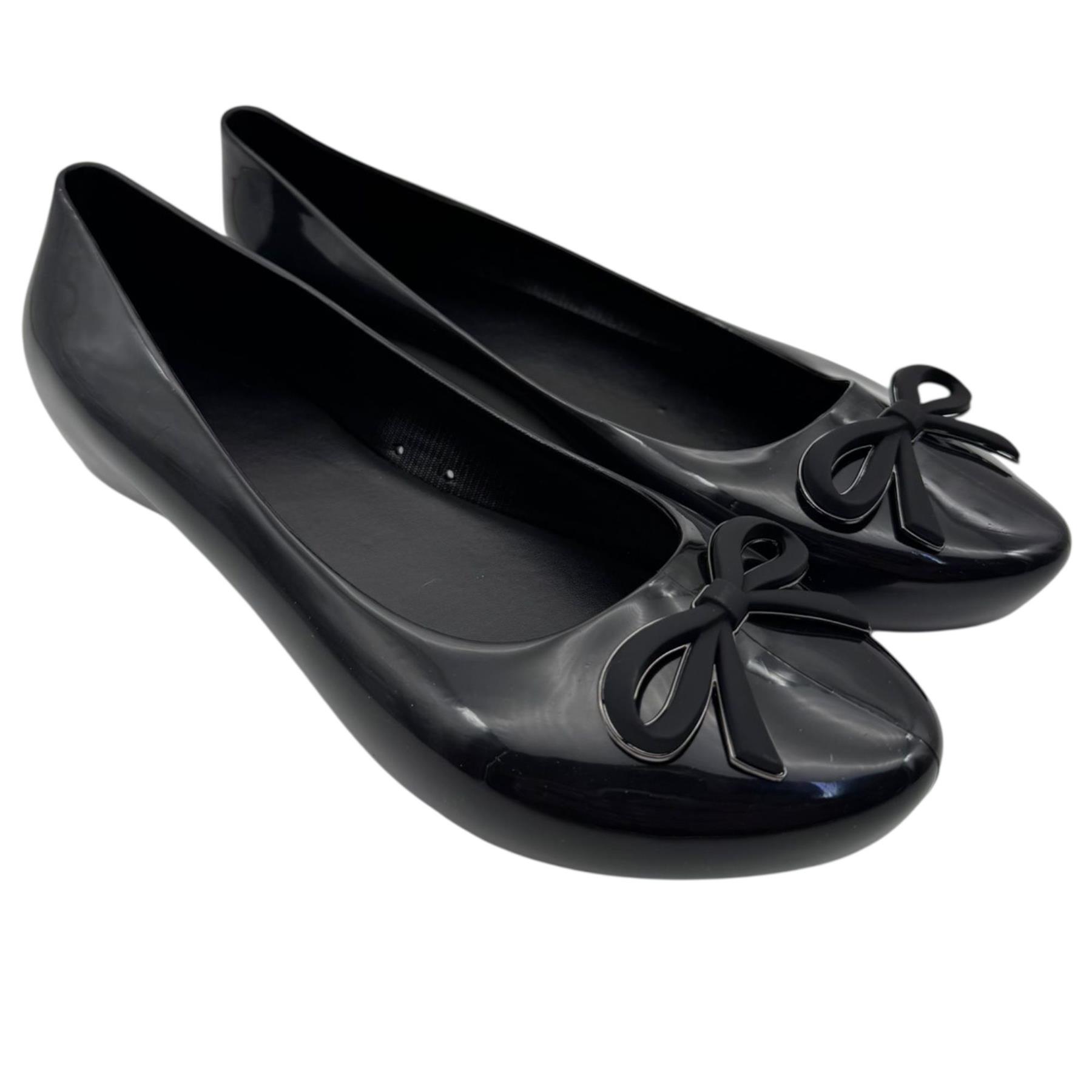 Women Slip On Jelly Ballet Shoes with Bow Detail Soft Flexible Jelly Flats - Picture 25 of 29