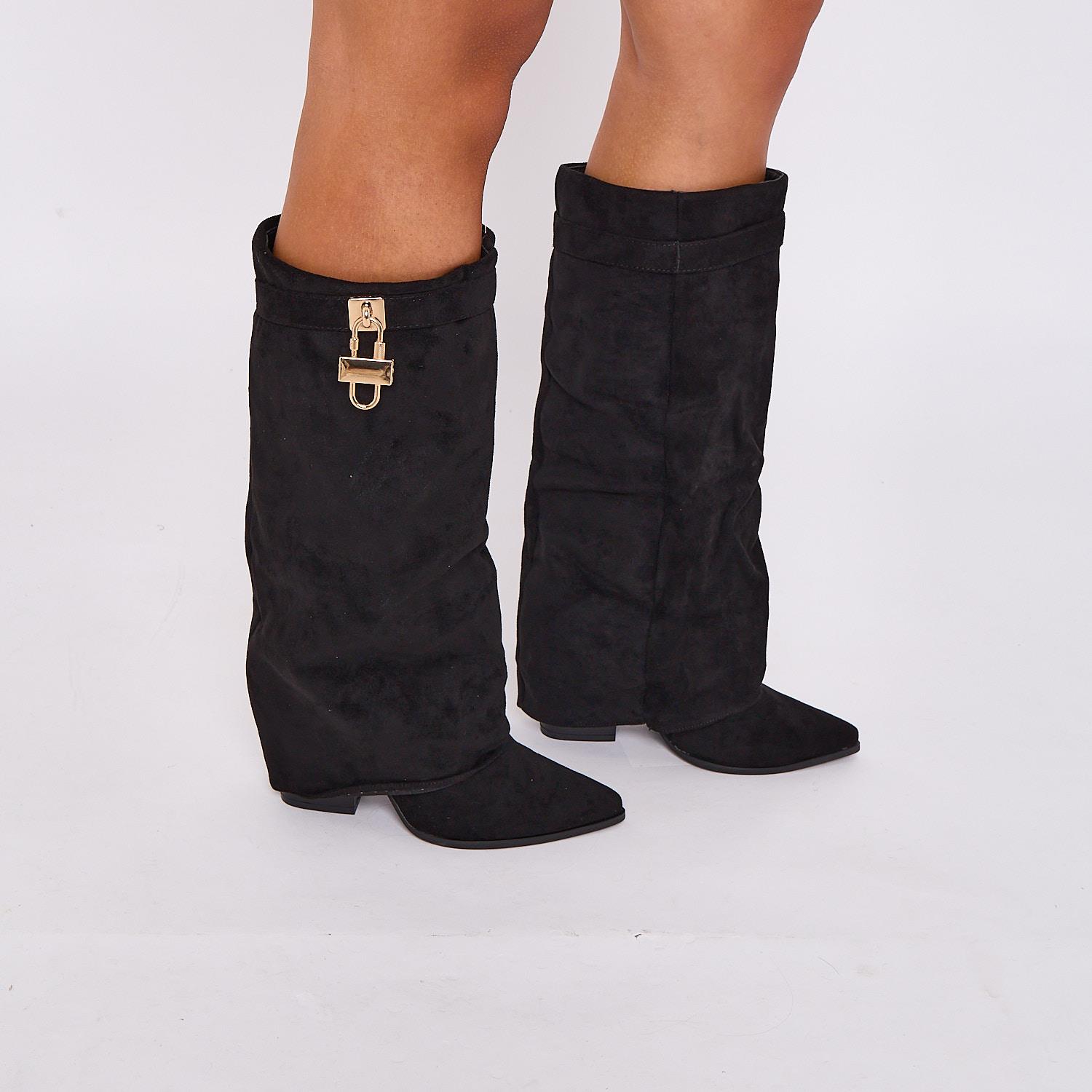 Damen Kniehohe Stiefel Lang Stretch Elastisch Zwickel Riemen Warm Winterstiefel Schuhe - Bild 2 von 22