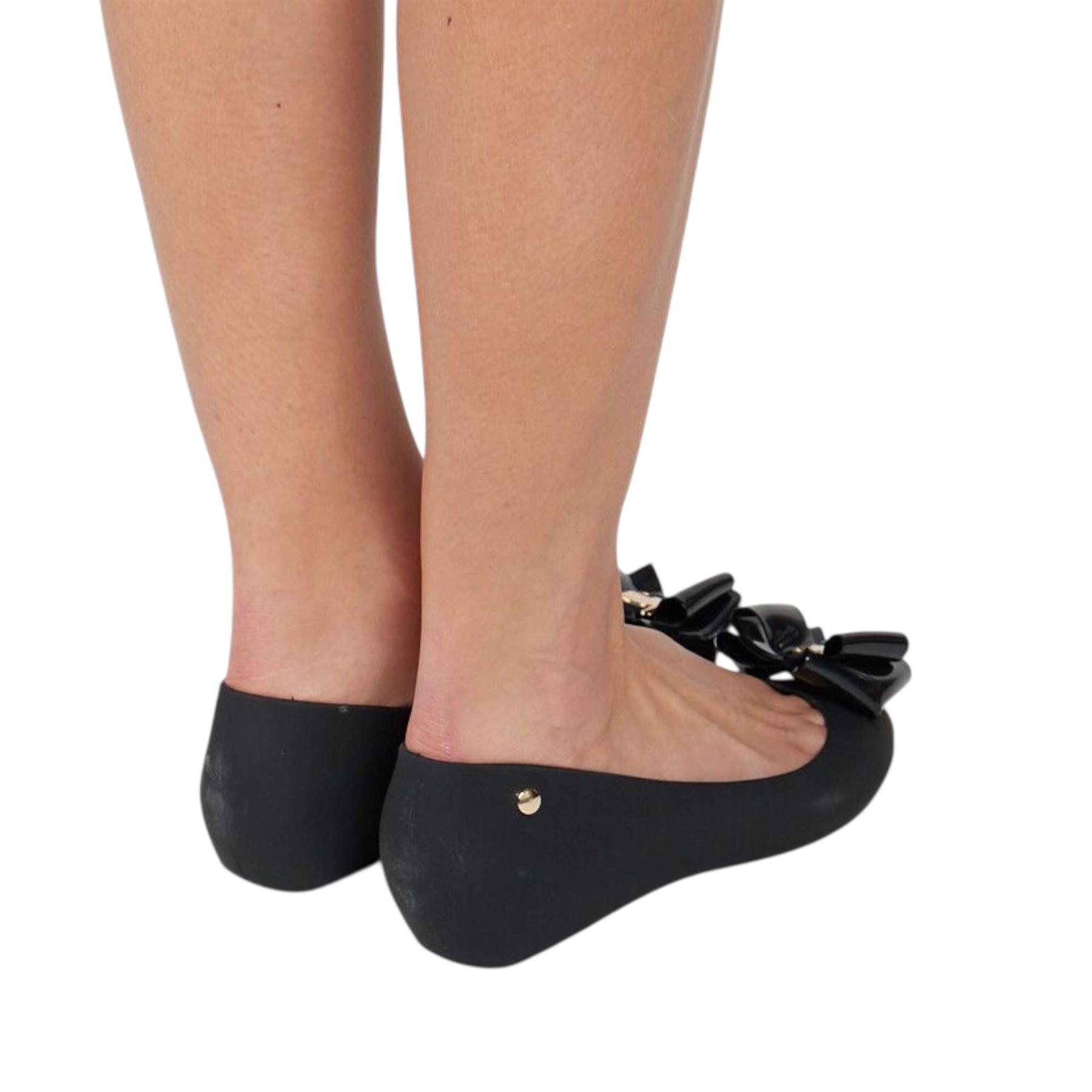 Women Slip On Jelly Ballet Shoes with Bow Detail Soft Flexible Jelly Flats - Picture 15 of 29