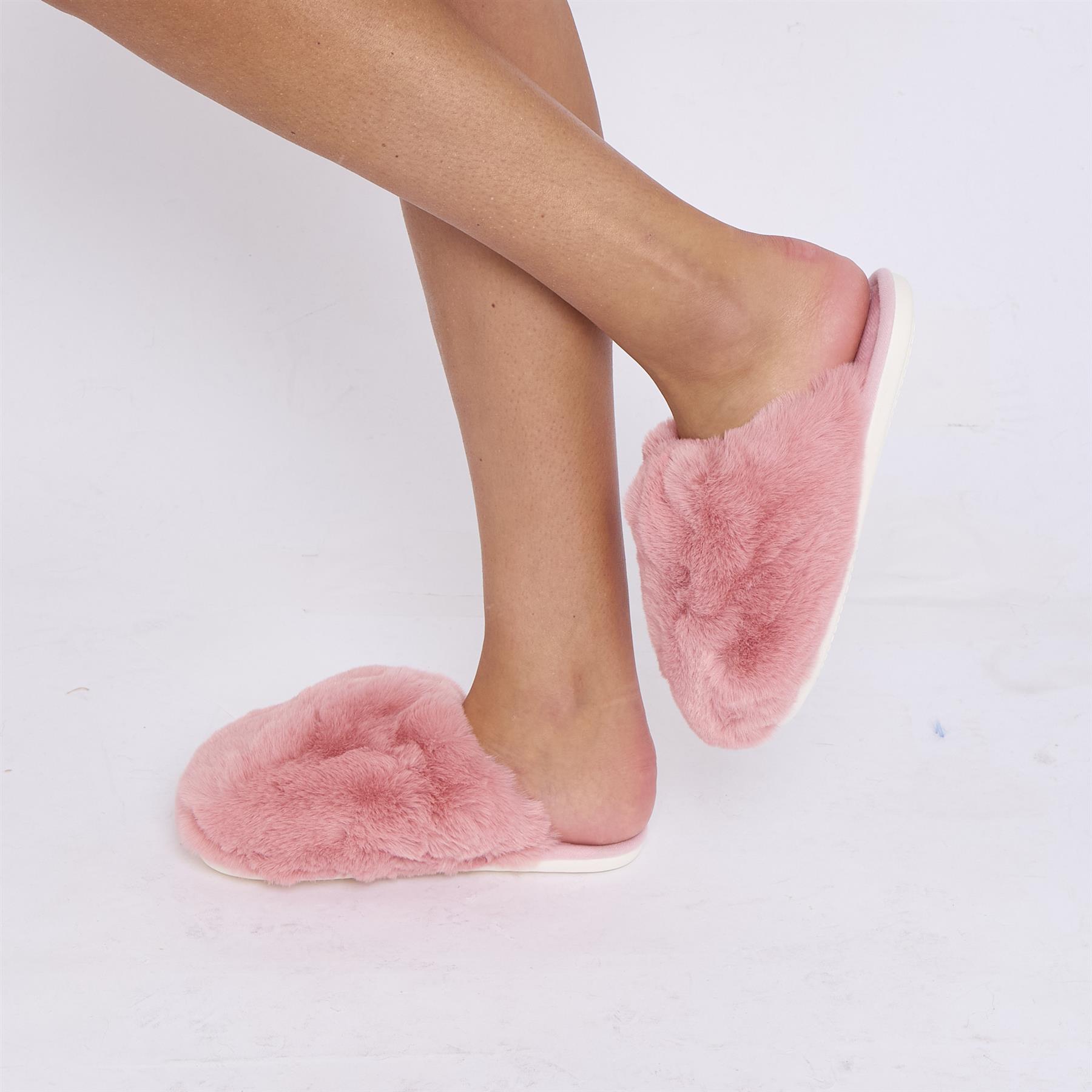 Zapatillas planas cómodas de espuma viscoelástica con punta cerrada pantuflas mullidas de piel sintética para mujer - Imagen 16 de 21