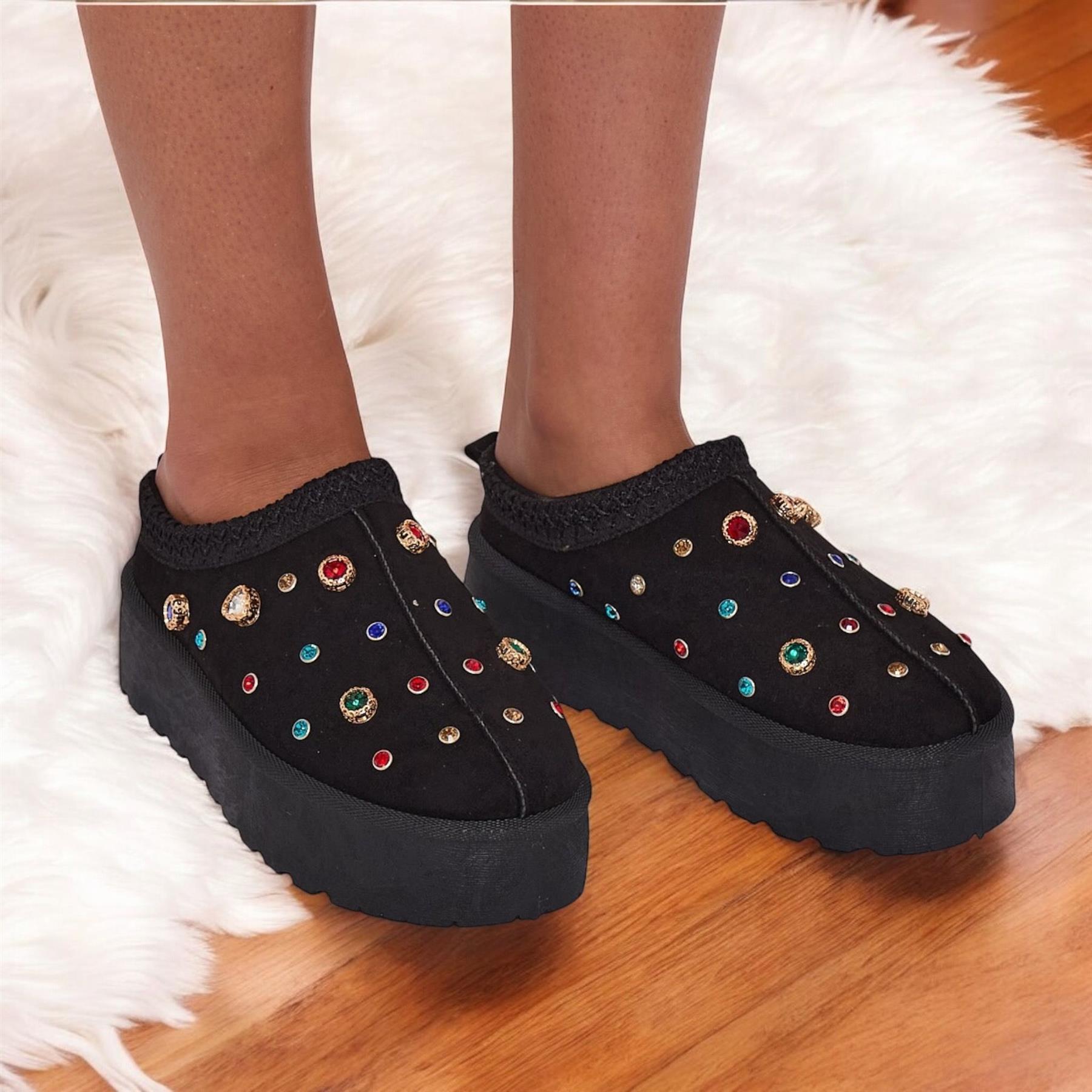 Zapatillas de plataforma sin cordones de piel sintética cálidas de invierno para mujer - Imagen 7 de 16