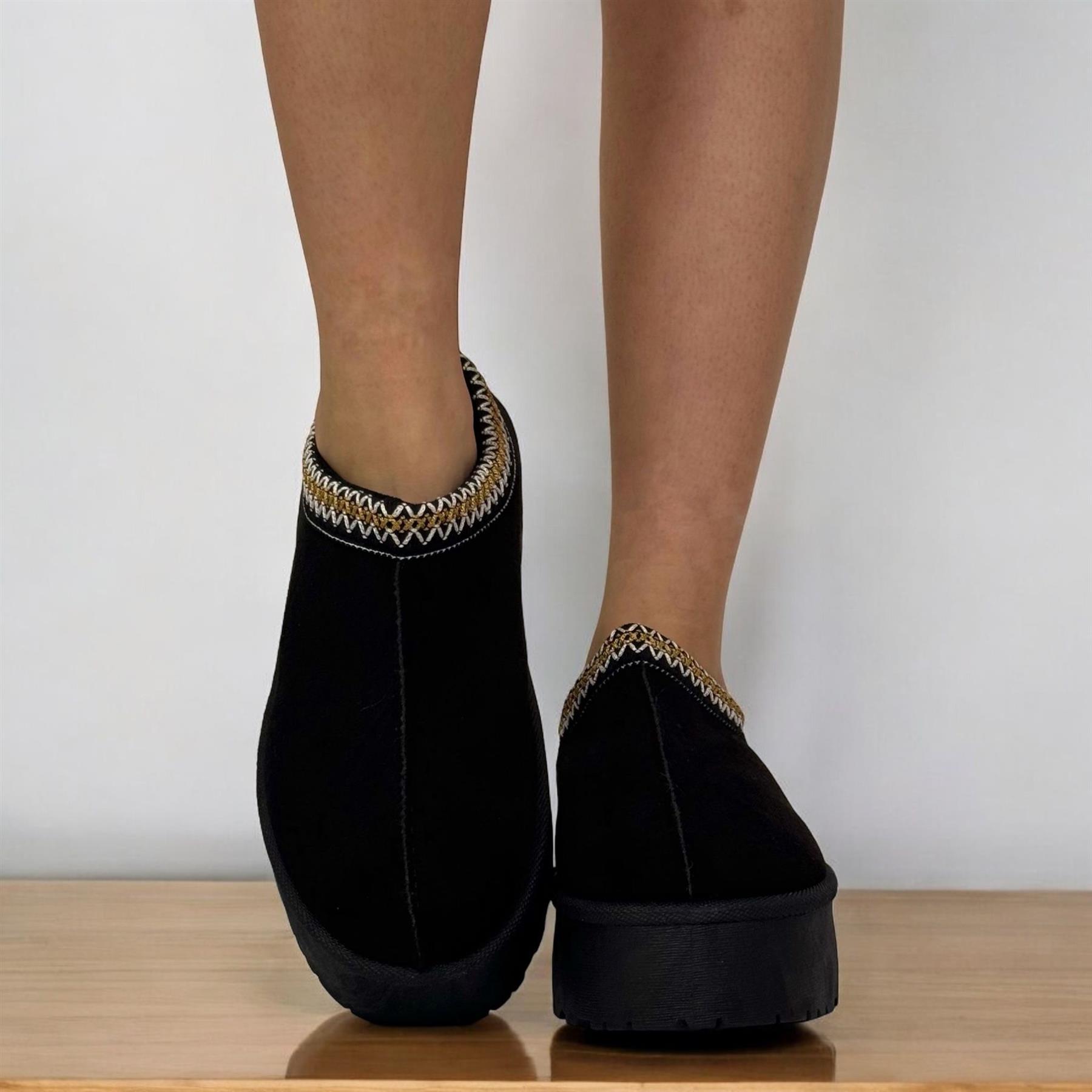 MUJERES DAMAS CÓMODAS MULLIDAS GRUESAS PLATAFORMA ZAPATILLAS MULAS ZAPATOS - Imagen 4 de 14