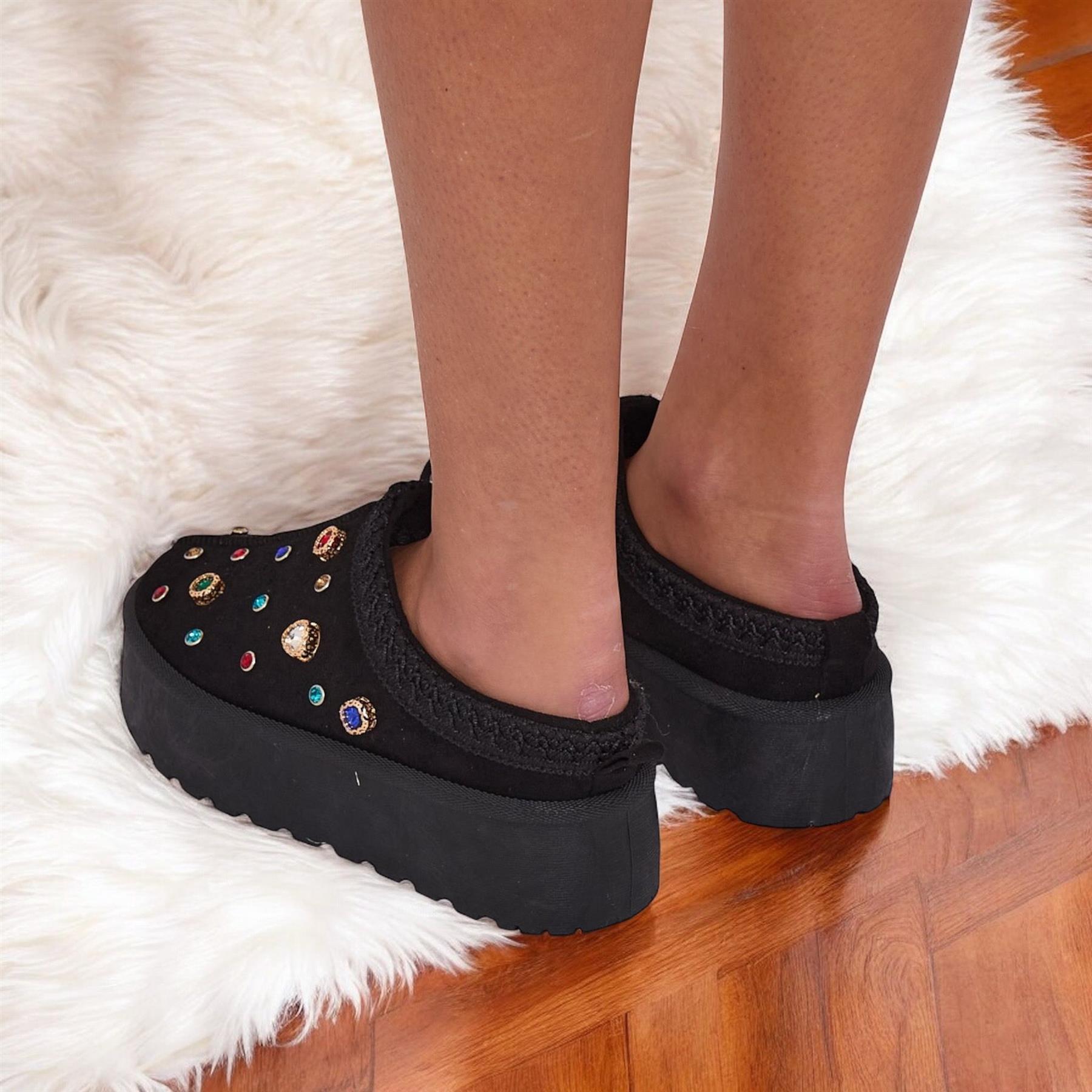 Zapatillas de plataforma sin cordones de piel sintética cálidas de invierno para mujer - Imagen 9 de 16