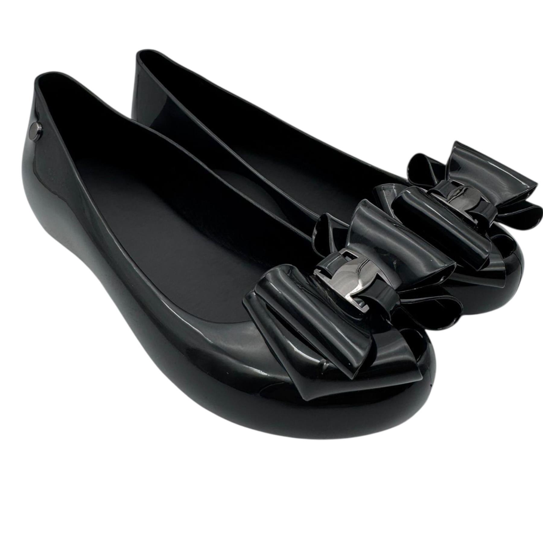 Women Slip On Jelly Ballet Shoes with Bow Detail Soft Flexible Jelly Flats - Picture 7 of 29