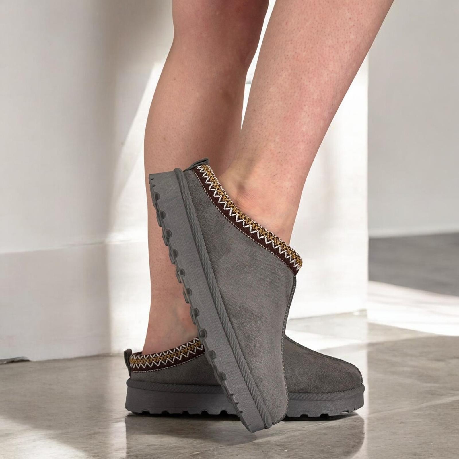 Damen Slipper Hausschuhe warm Kunstfell gefüttert Damen Hausschuhe Schuhe - Bild 14 von 19