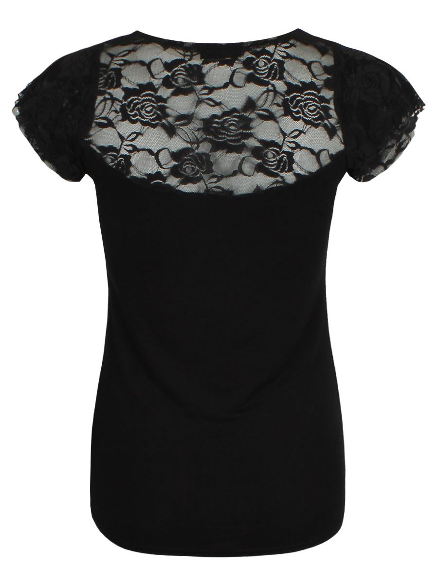 Spiral Enslaved Angel Ladies Black Viscose Top - Picture 10 of 12
