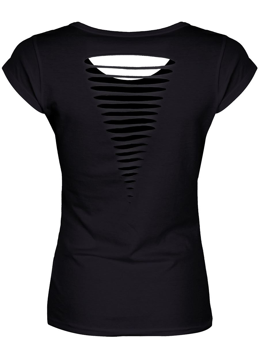 Horror Cats Furday The Purrteenth Ladies Black Razor Back T-Shirt - Picture 6 of 10