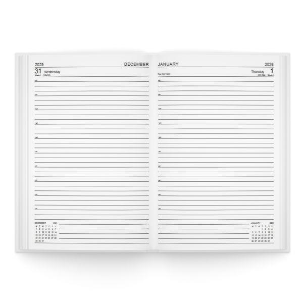 2026 Diary A4/A5/A6 Page A Day/Week To View Diary Hardback Case Bound Back Cover