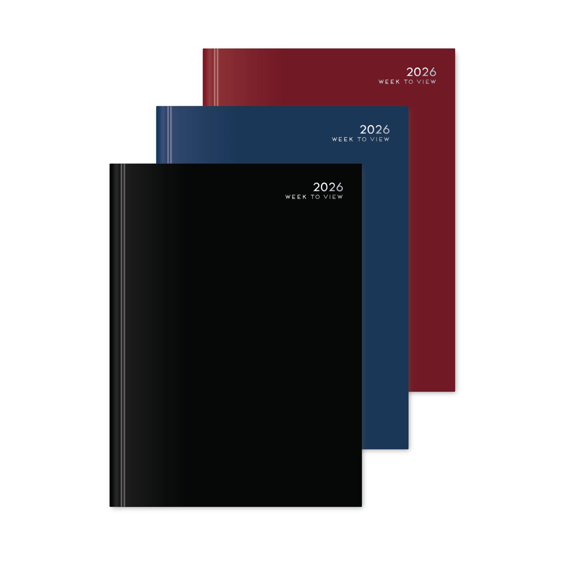 2026 Diary A4/A5/A6 Page A Day/Week To View Diary Hardback Case Bound Back Cover