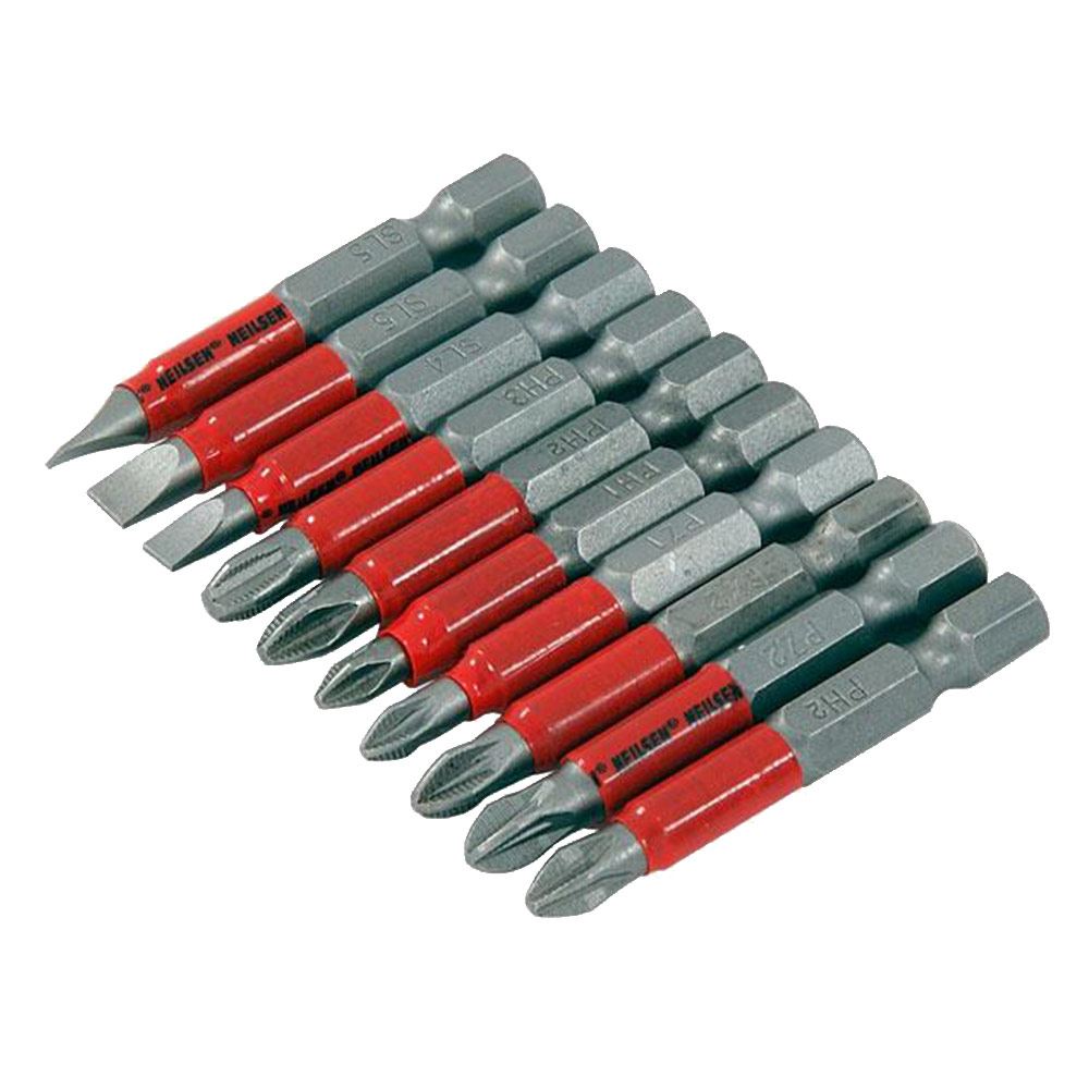 10pc Assorted Power Screwdriver Long Reach Hex BIT SET Non Slip