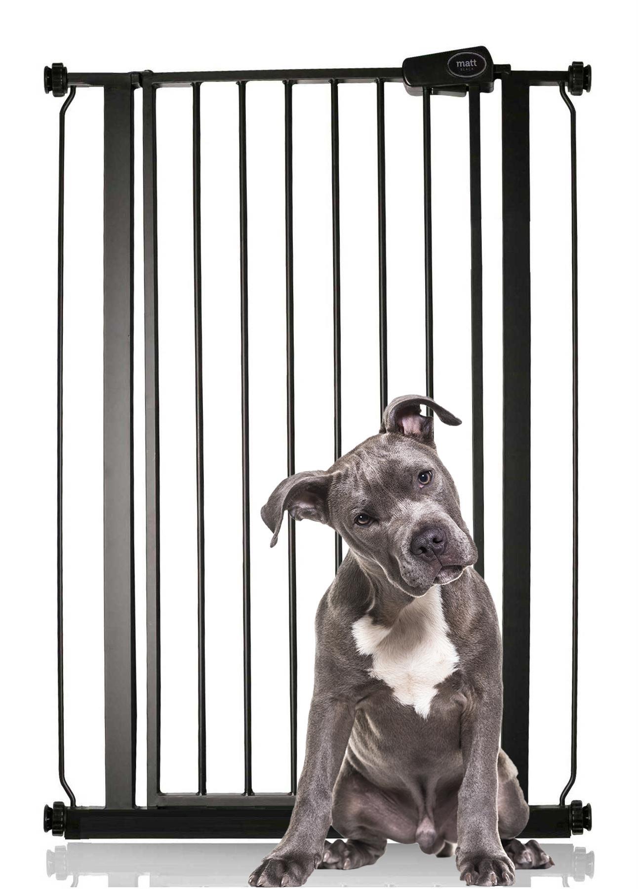 Safetots Extra Tall Premium Pet Gate Pressure Fit Dog Gate Matt Black