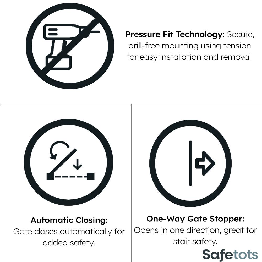 Safetots Baby Gate, Self Closing Safety Gate, Matt Black, Pressure Gate Range - Picture 20 of 112