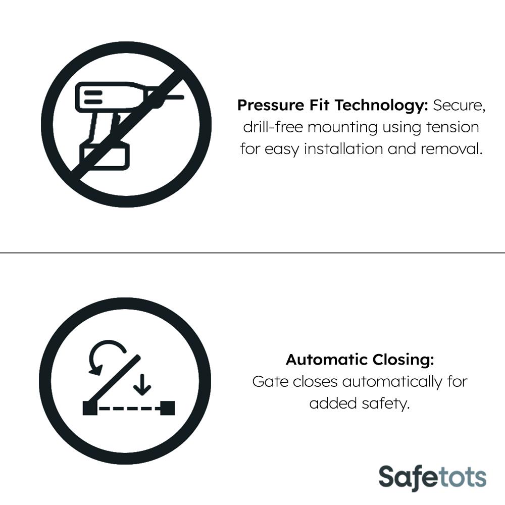 Safetots Baby Gate, Self Closing Safety Gate, Matt Black, Pressure Gate Range - Picture 36 of 112