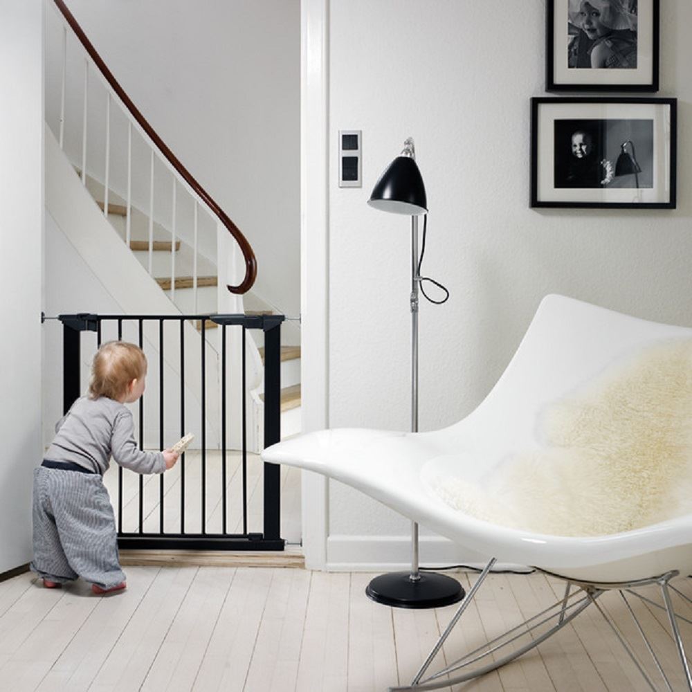 Safetots No Screw Metal Baby Gate Black Pressure Fit Safety Gate 73.5