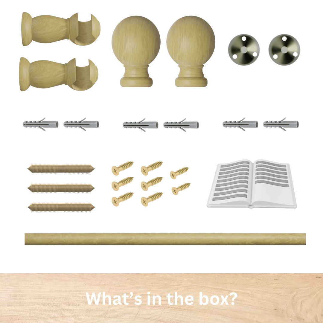 WOODEN CURTAIN POLE EYELET POLE FOR CURTAINS 28MM WOOD POLE WHITE OAK GREY CREAM - Picture 11 of 17