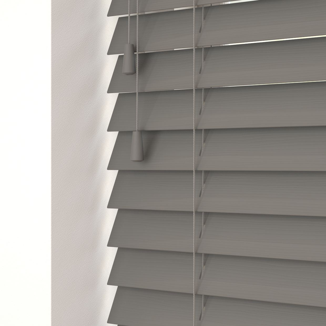 FAUX WOOD 50MM BLINDS SLATS STRING GREY WHITE eBay