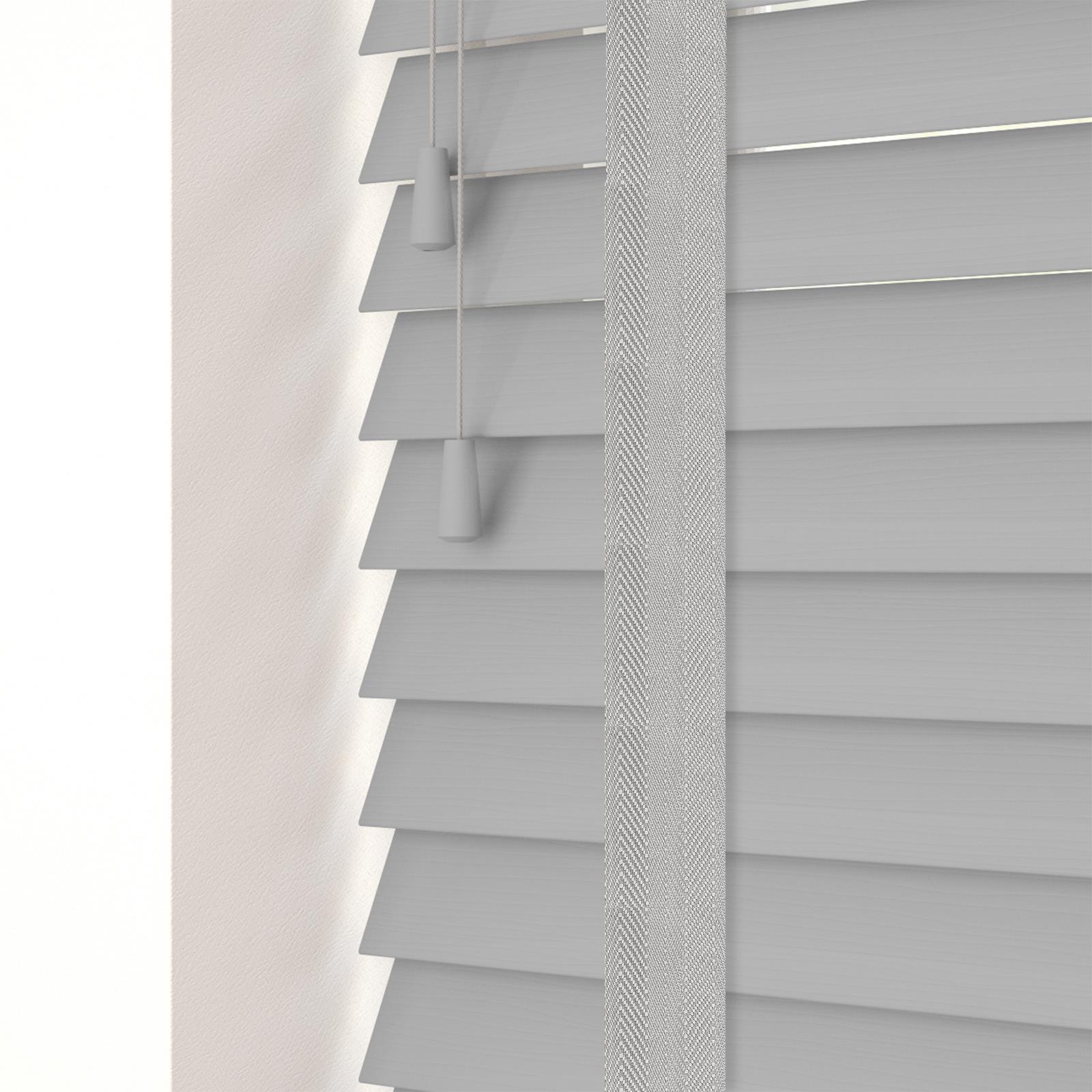MADE TO MEASURE FAUX WOOD 50MM VENETIAN BLINDS SLATS TAPE GREY WHITE - Picture 8 of 9