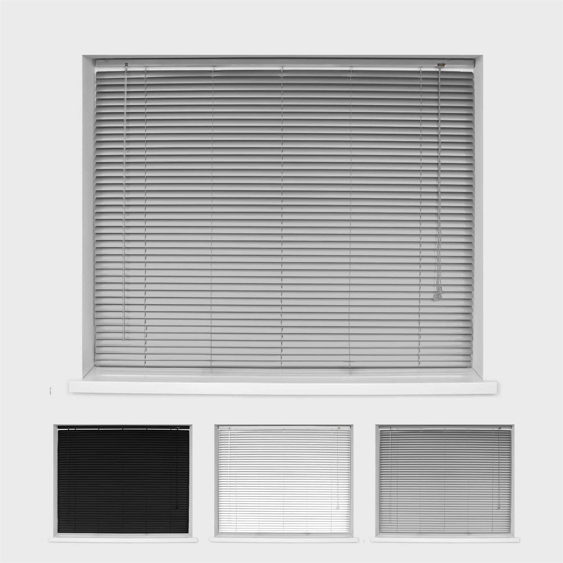 MADE TO MEASURE ALUMINIUM VENETIAN BLINDS 25MM BLACK WHITE SILVER - Picture 8 of 13