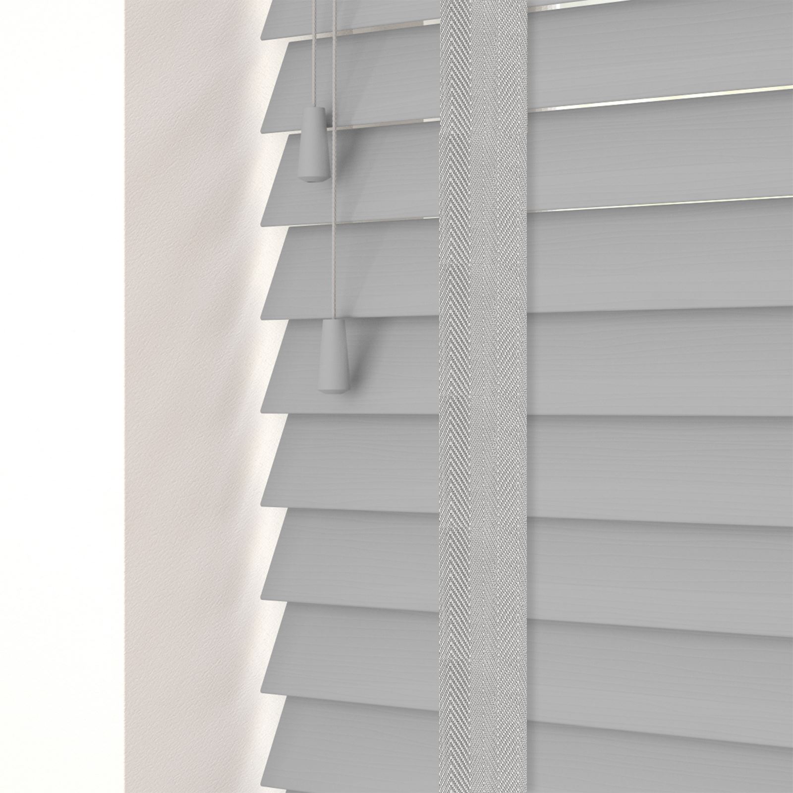 FAUX WOOD TAPE VENETIAN BLINDS 50MM SLATS WHITE GREY - Picture 10 of 11