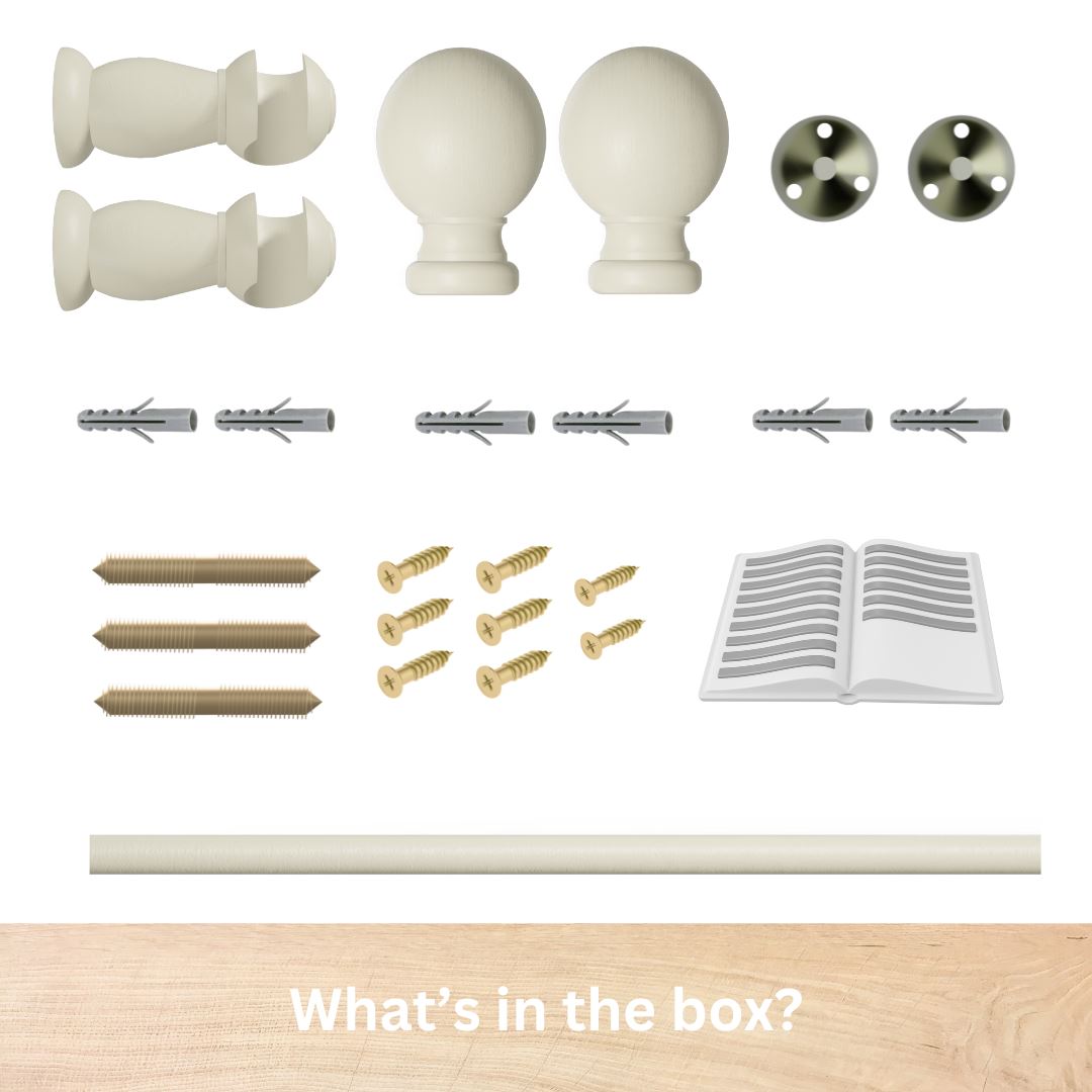 WOODEN CURTAIN POLE EYELET POLE FOR CURTAINS 28MM WOOD POLE WHITE OAK GREY CREAM - Picture 5 of 17