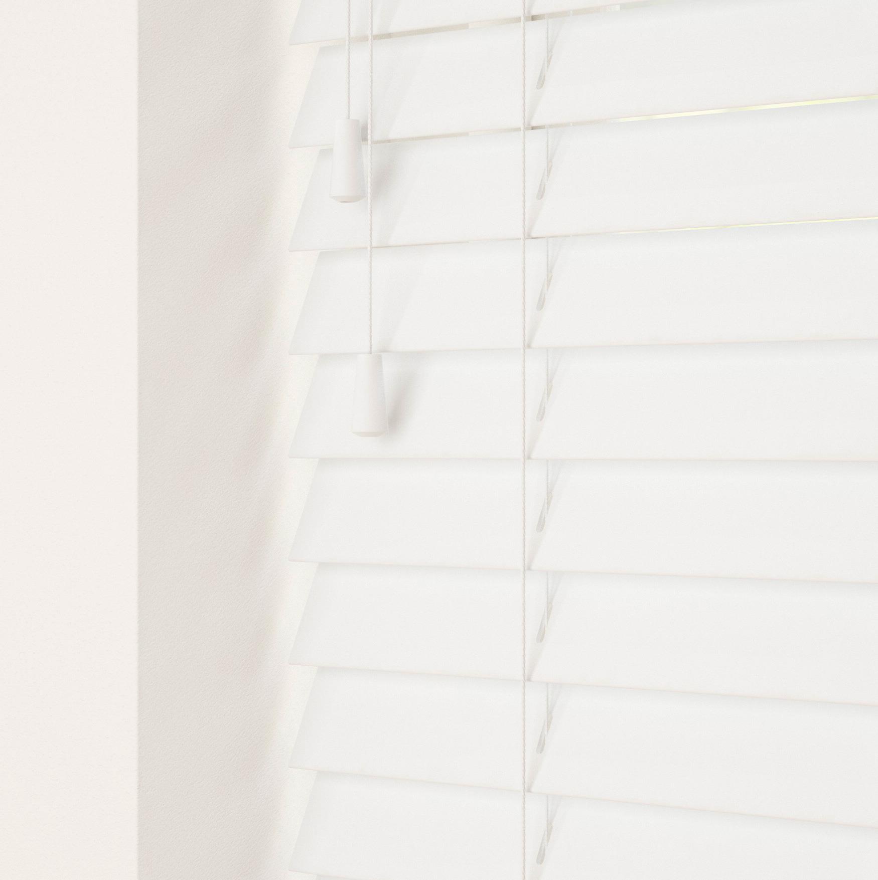 FAUX WOOD STRING VENETIAN BLINDS 50MM SLATS WHITE GREY - Picture 10 of 11