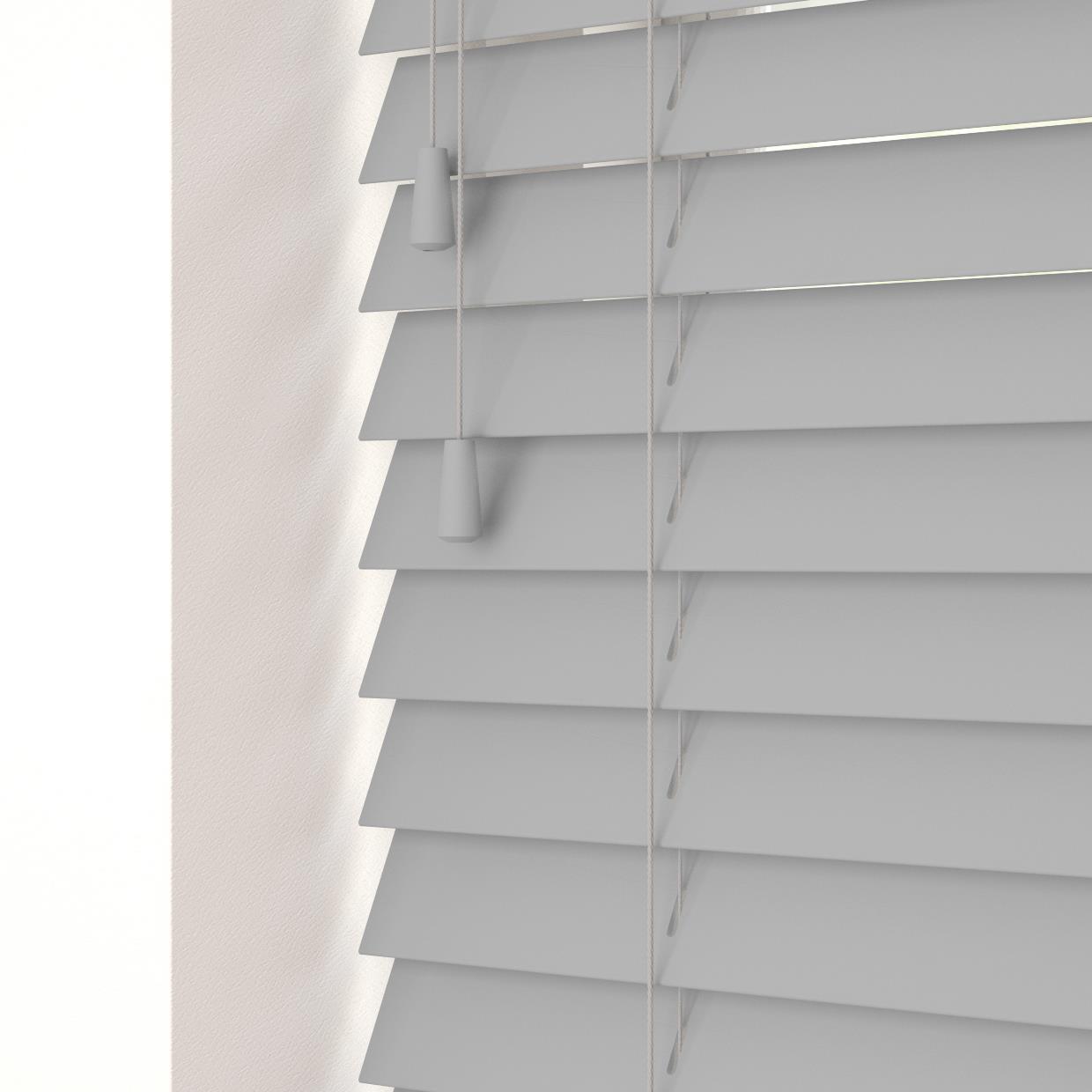 FAUX WOOD STRING VENETIAN BLINDS 50MM SLATS WHITE GREY - Picture 8 of 11