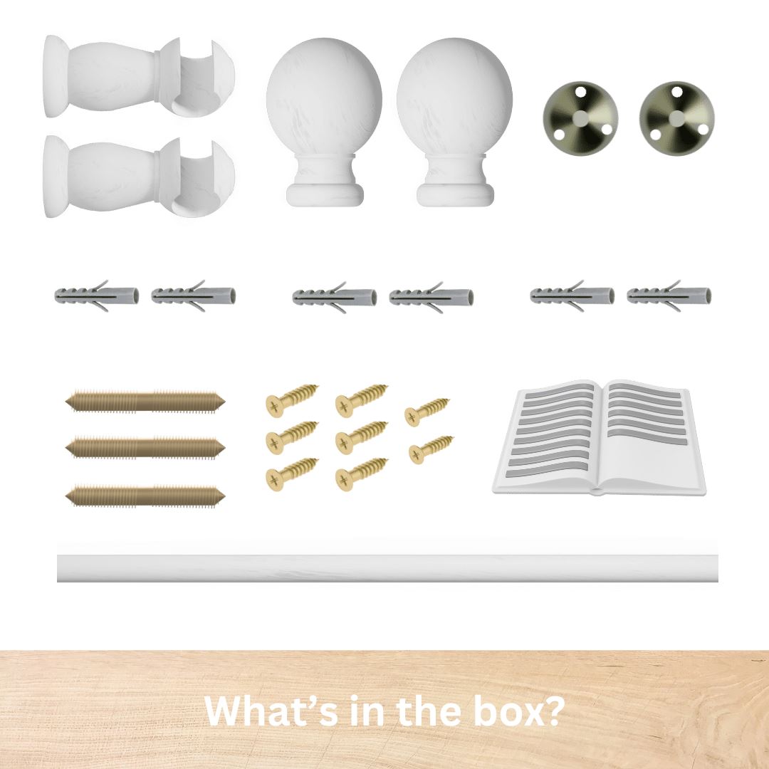 WOODEN CURTAIN POLE EYELET POLE FOR CURTAINS 28MM WOOD POLE WHITE OAK GREY CREAM - Picture 16 of 17