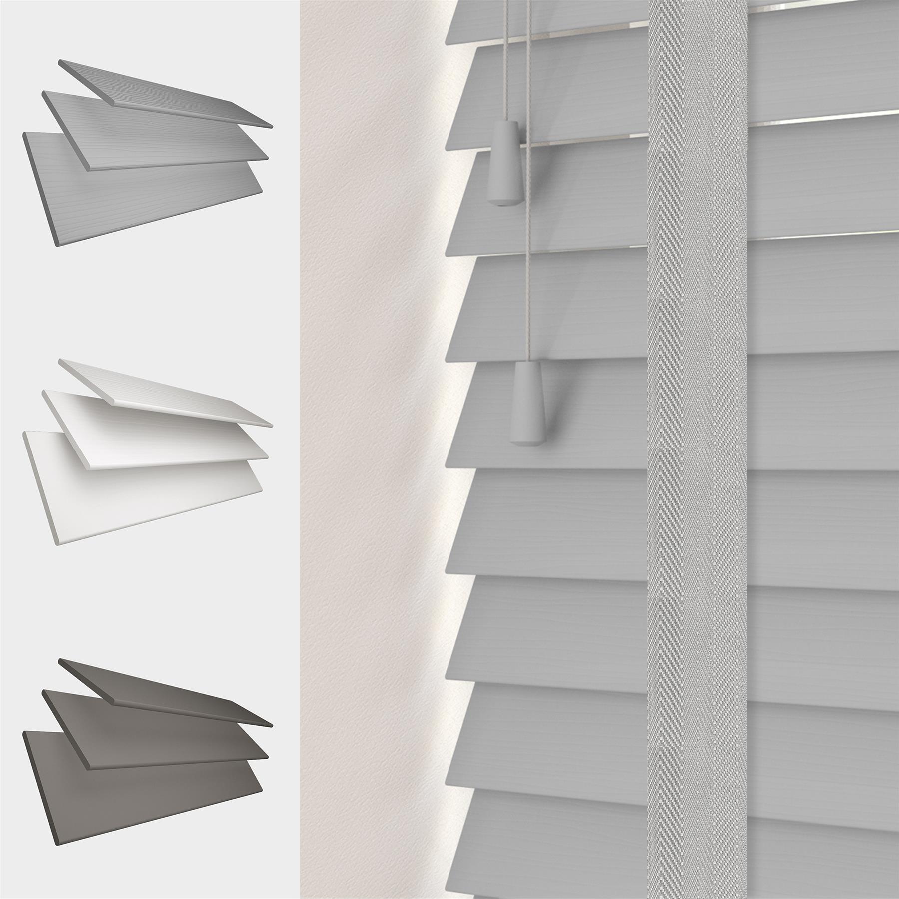 FAUX WOOD VENETIAN BLIND TAPE CORD 50MM SLATS WOODGRAIN PVC WOODEN WINDOW BLIND - Picture 6 of 7