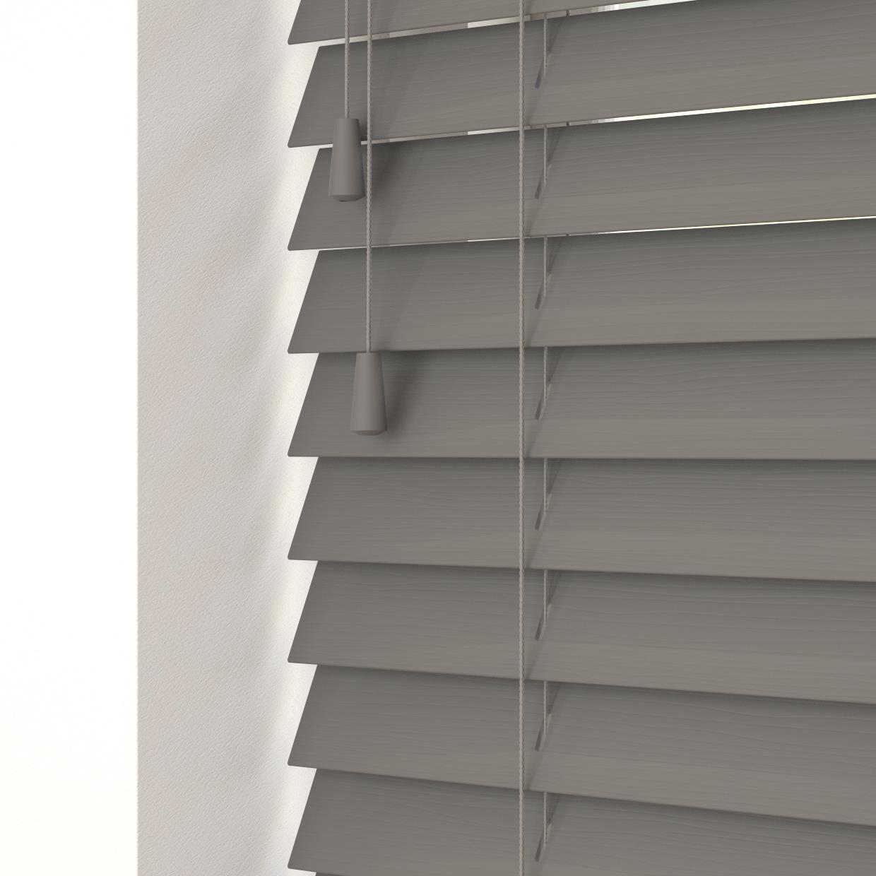 FAUX WOOD STRING VENETIAN BLINDS 50MM SLATS WHITE GREY - Picture 6 of 11
