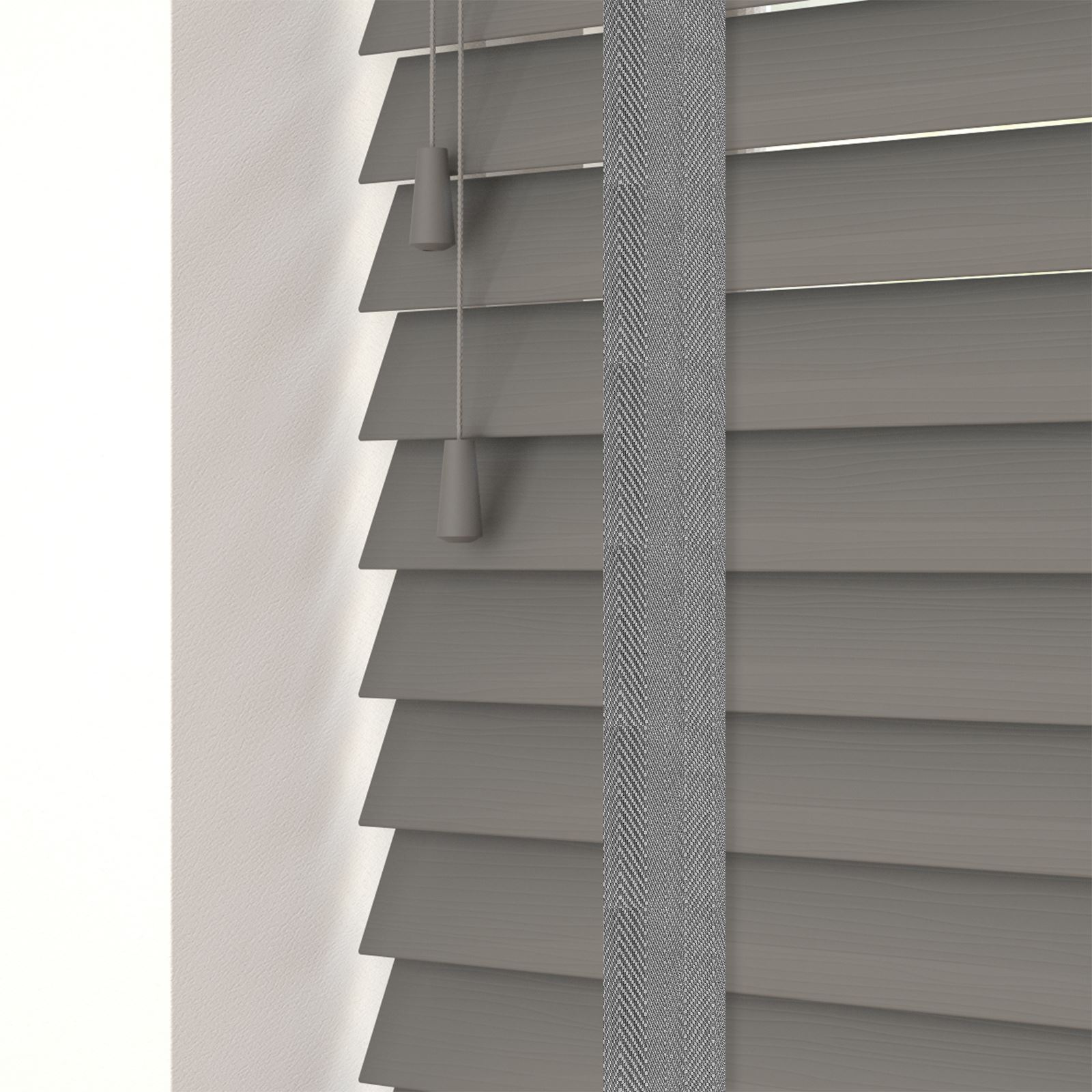 FAUX WOOD TAPE VENETIAN BLINDS 50MM SLATS WHITE GREY - Picture 7 of 11