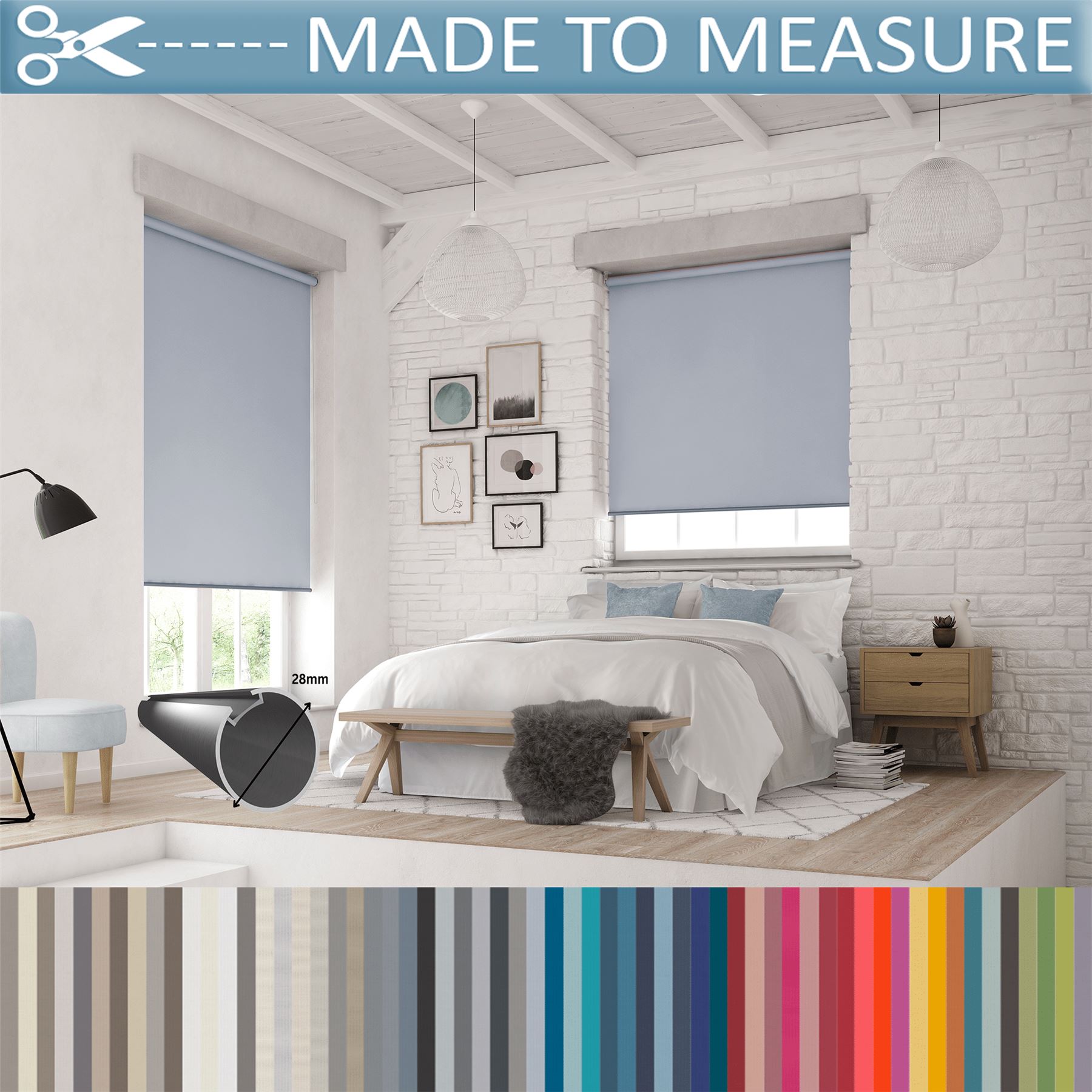 Blackout Roller Blind Twist Fit No Drill/No Screws Easy Fit Premium Fabric