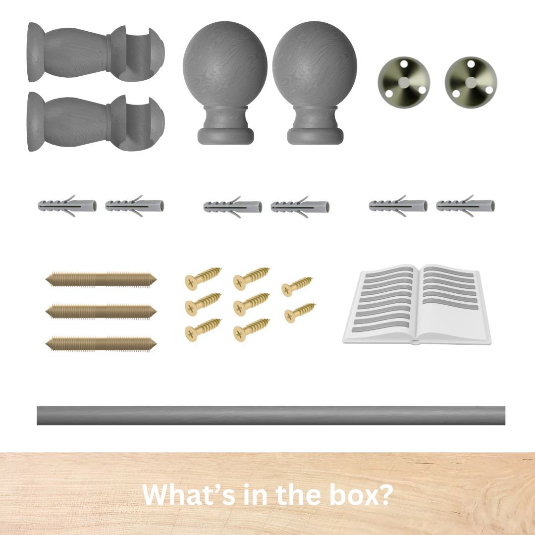 WOODEN CURTAIN POLE EYELET POLE FOR CURTAINS 28MM WOOD POLE WHITE OAK GREY CREAM - Picture 8 of 17