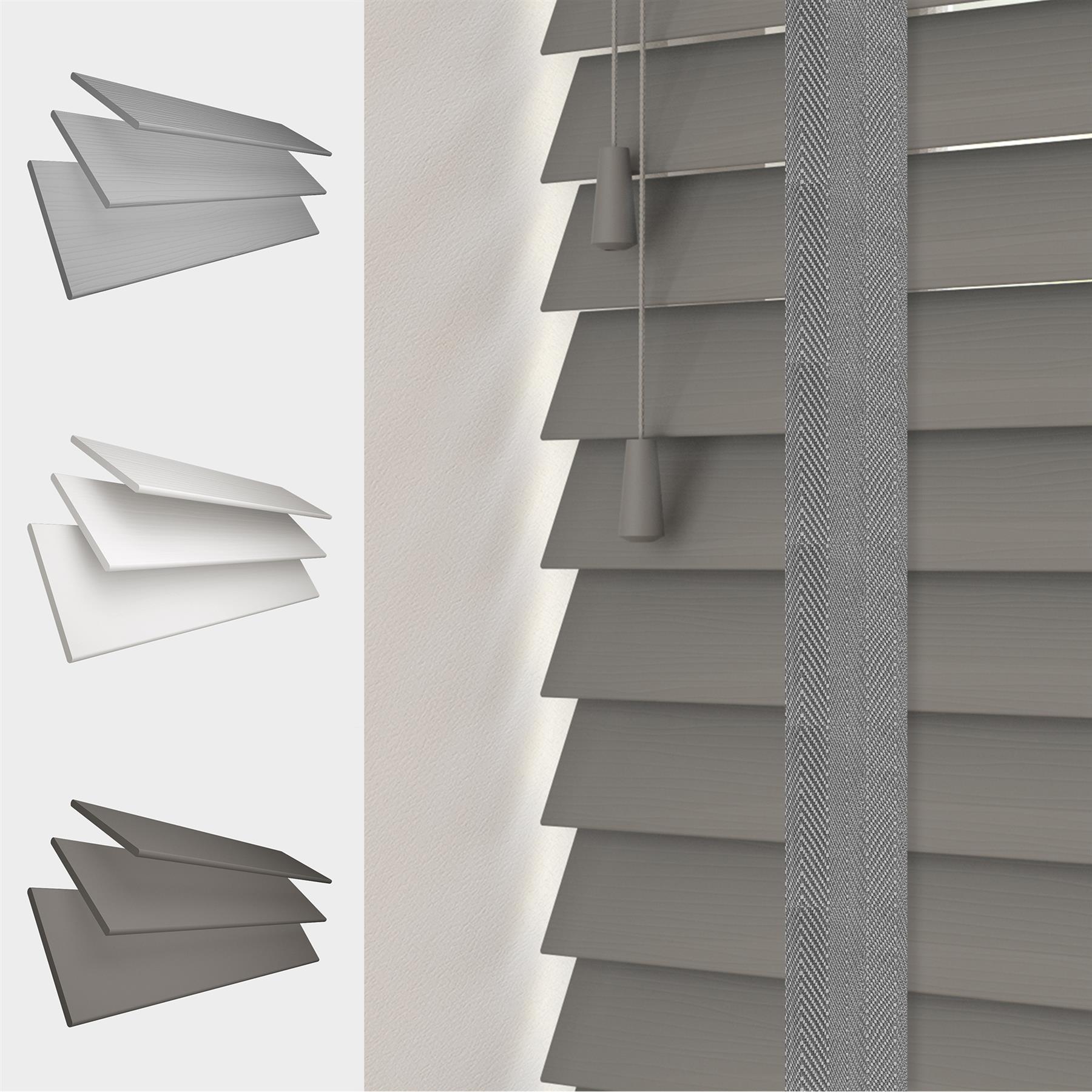 FAUX WOOD VENETIAN BLIND TAPE CORD 50MM SLATS WOODGRAIN PVC WOODEN WINDOW BLIND - Picture 5 of 7