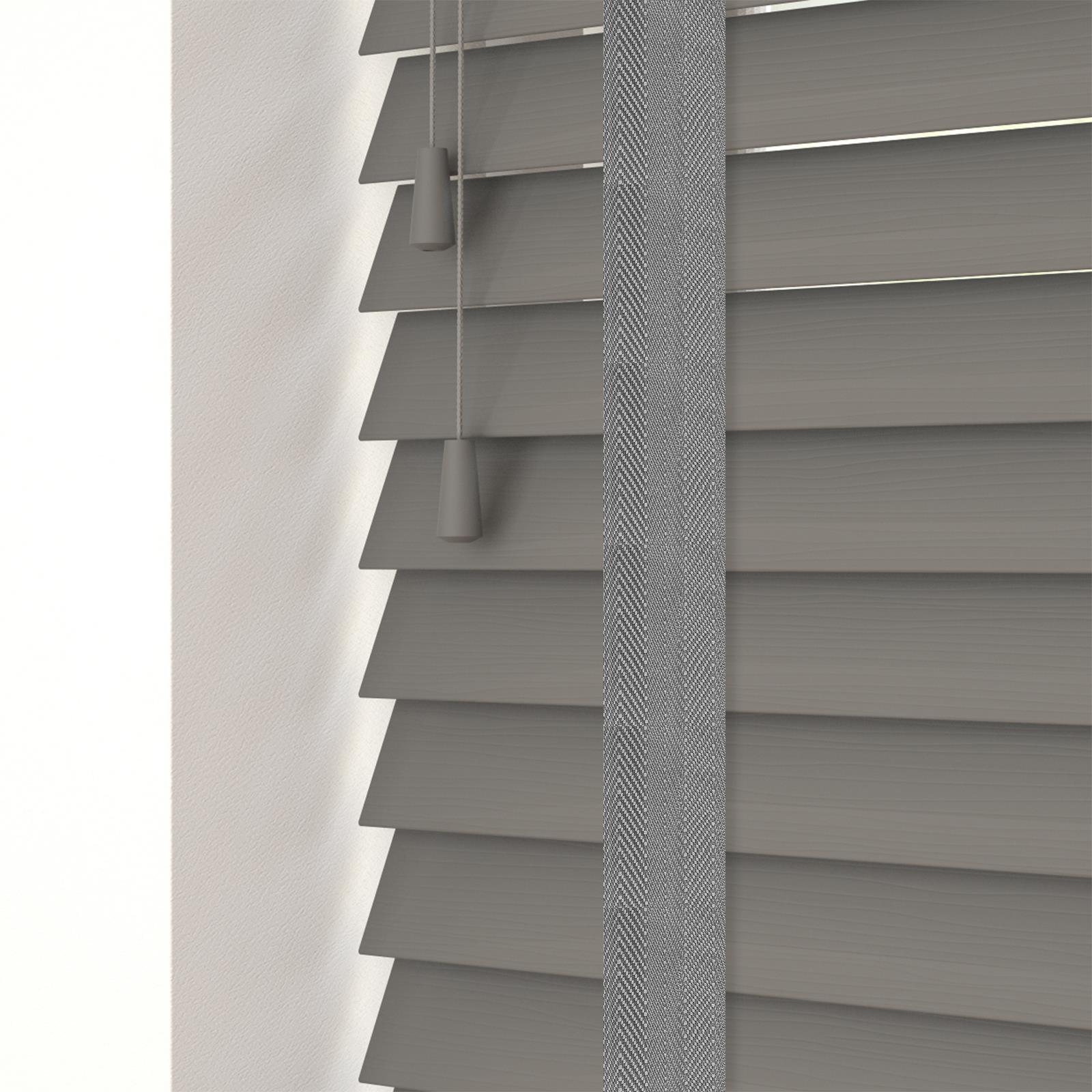 MADE TO MEASURE FAUX WOOD 50MM VENETIAN BLINDS SLATS TAPE GREY WHITE - Picture 7 of 9