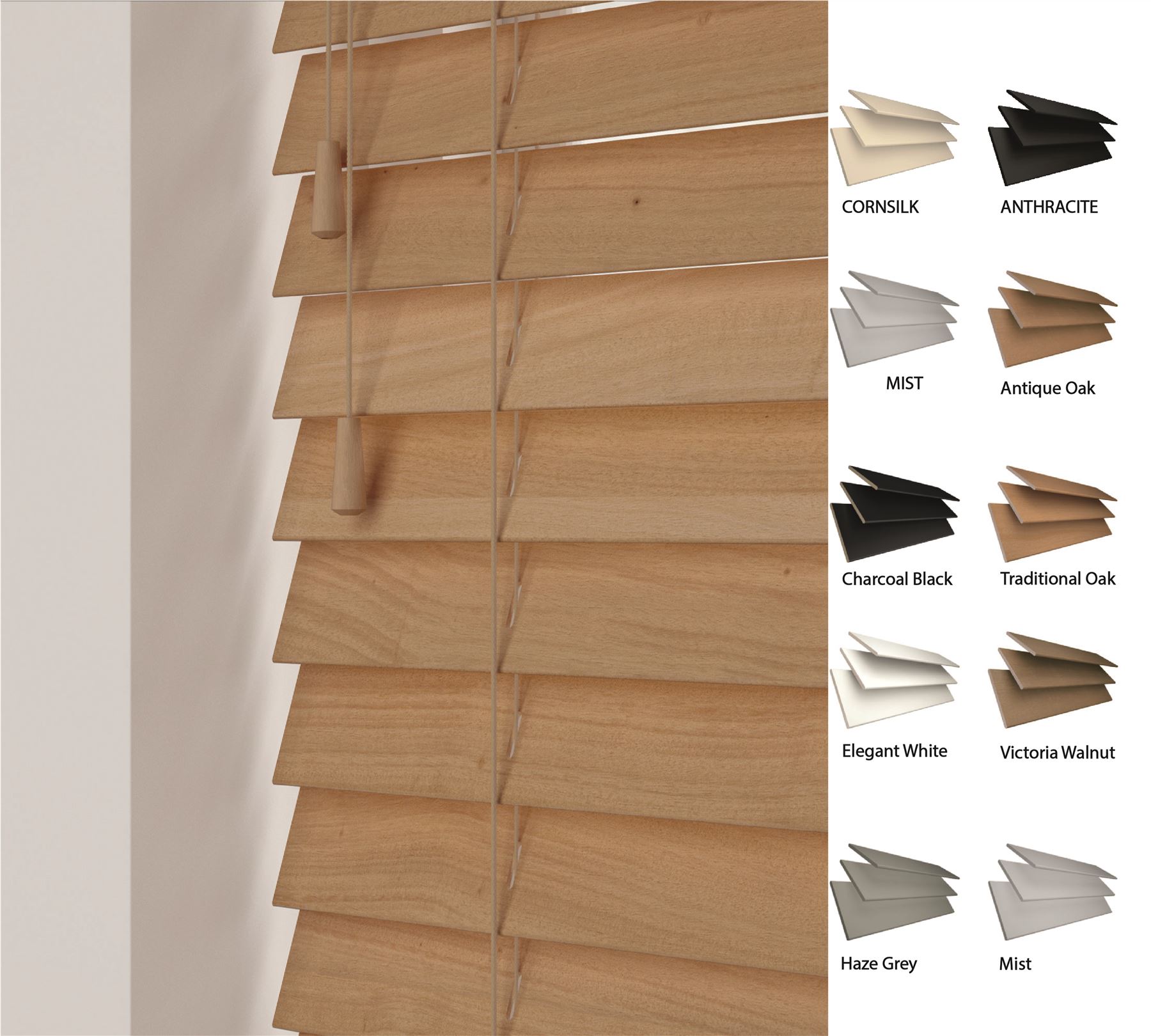 Real Wood Blinds 50mm Slats Made To Measure eBay