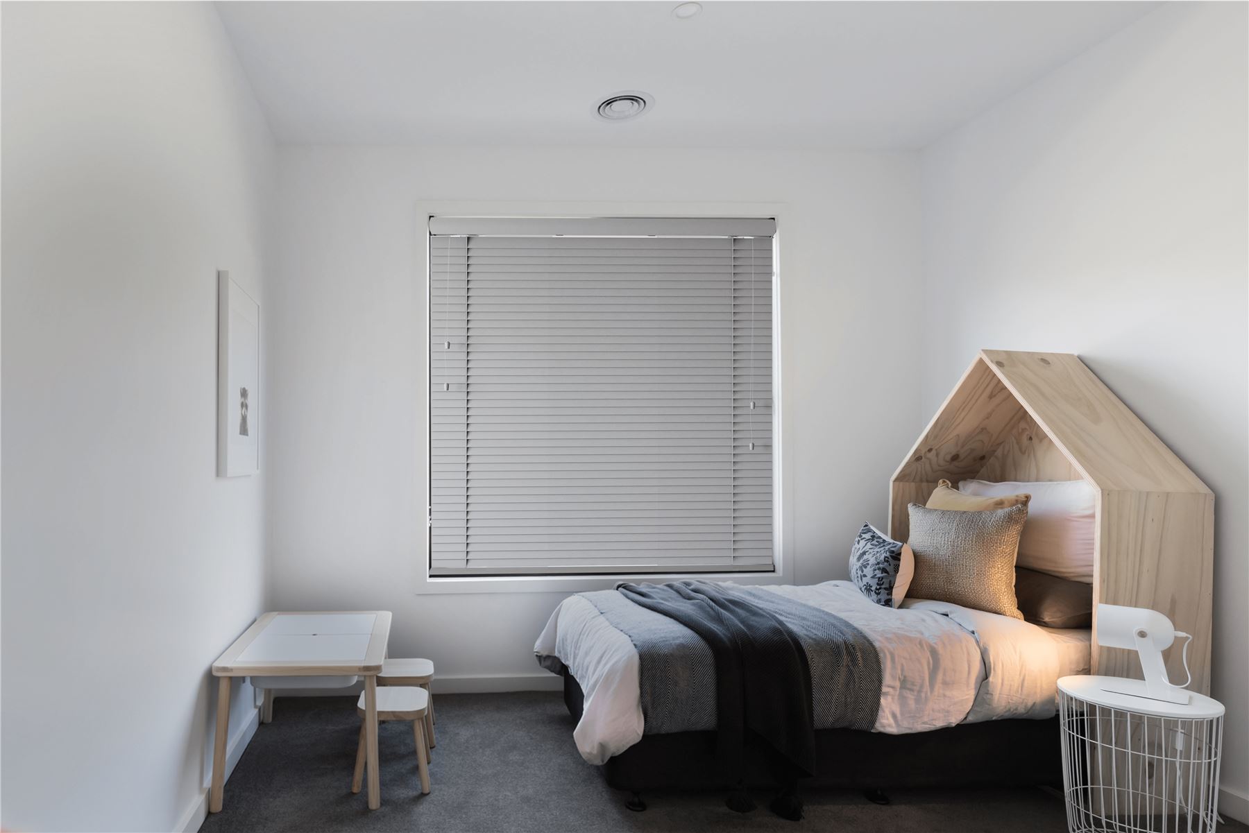 MADE TO MEASURE FAUX WOOD STRING VENETIAN BLINDS 50MM SLATS WHITE GREY