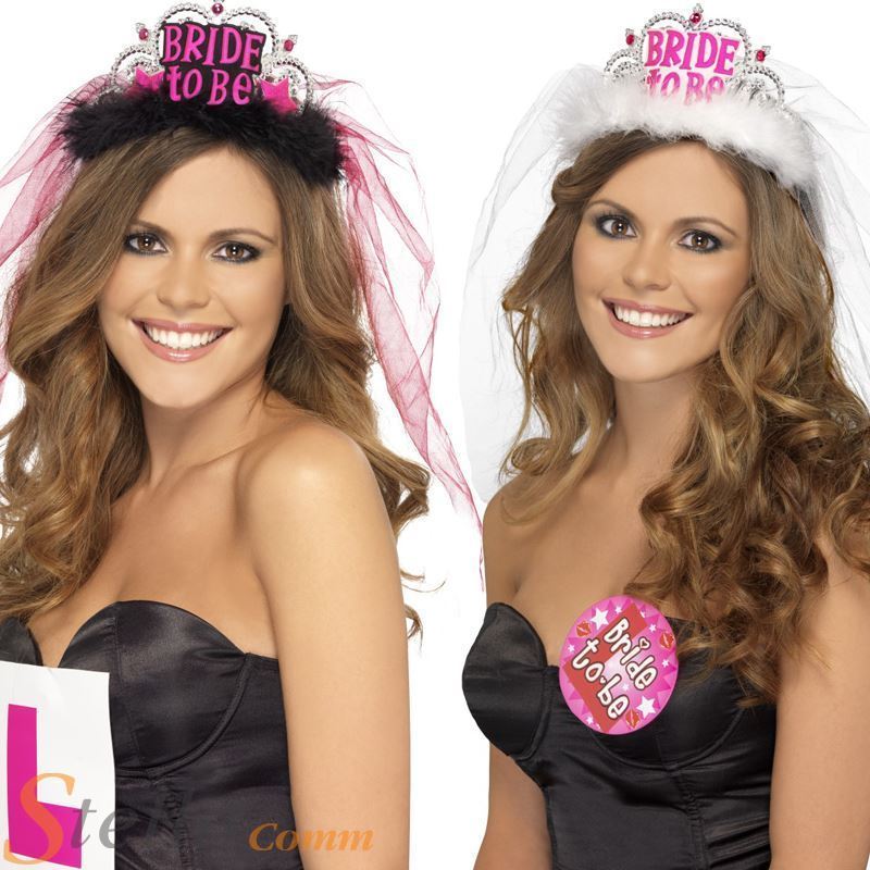 Ladies Bride to Be Tiara with Veil Hen Do Night Party Headwear Crown Accessory