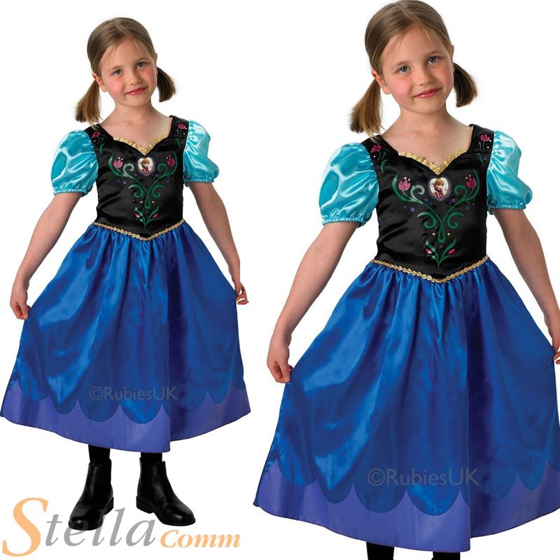 Anna Costume Perruque Filles Frozen Disney Princess Childs enfants accessoire robe fantaisie