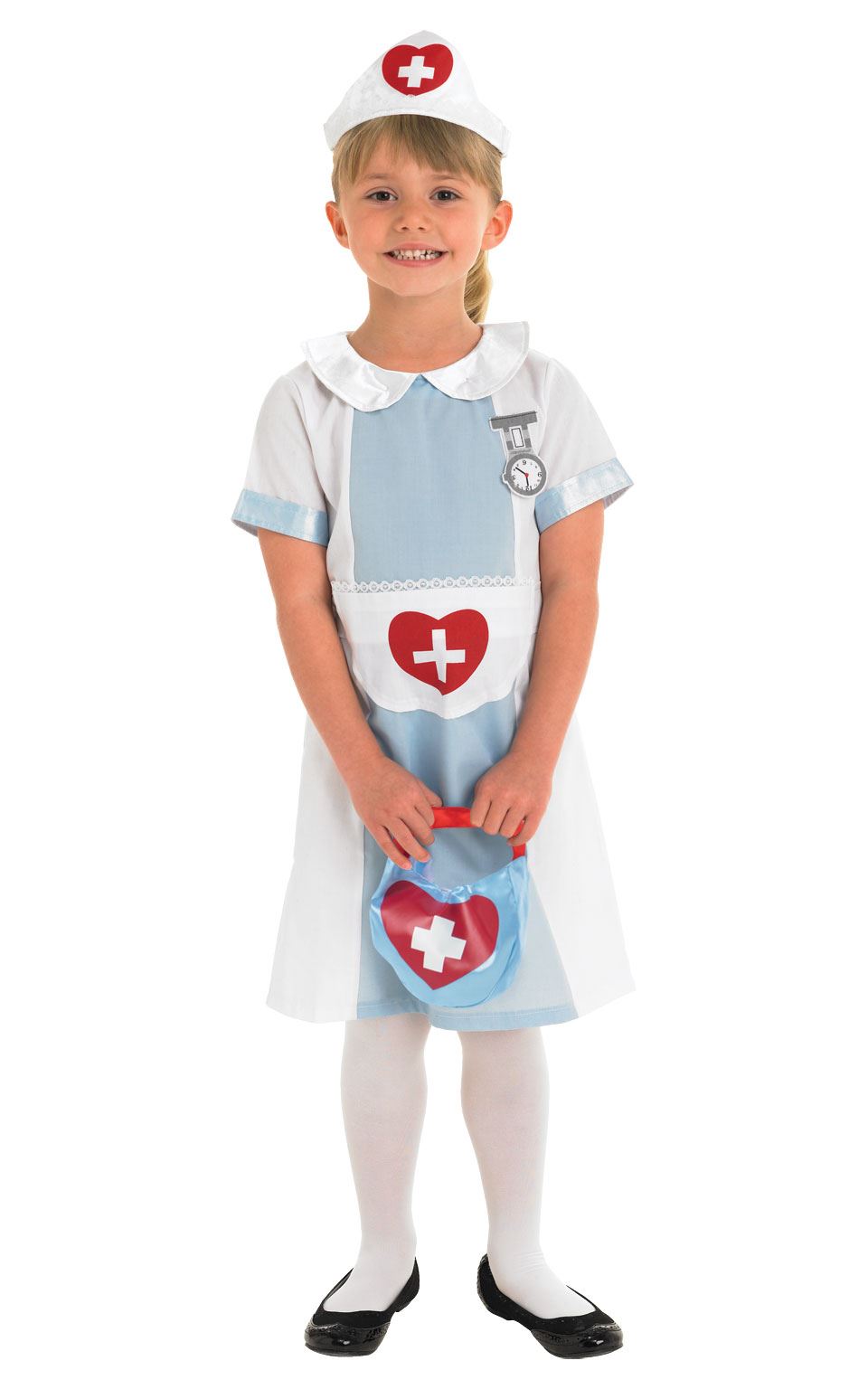 Girls Nurse Fancy Dress Childrens Kids Costume Hospital Uniform Childs Outfit - Picture 3 of 4