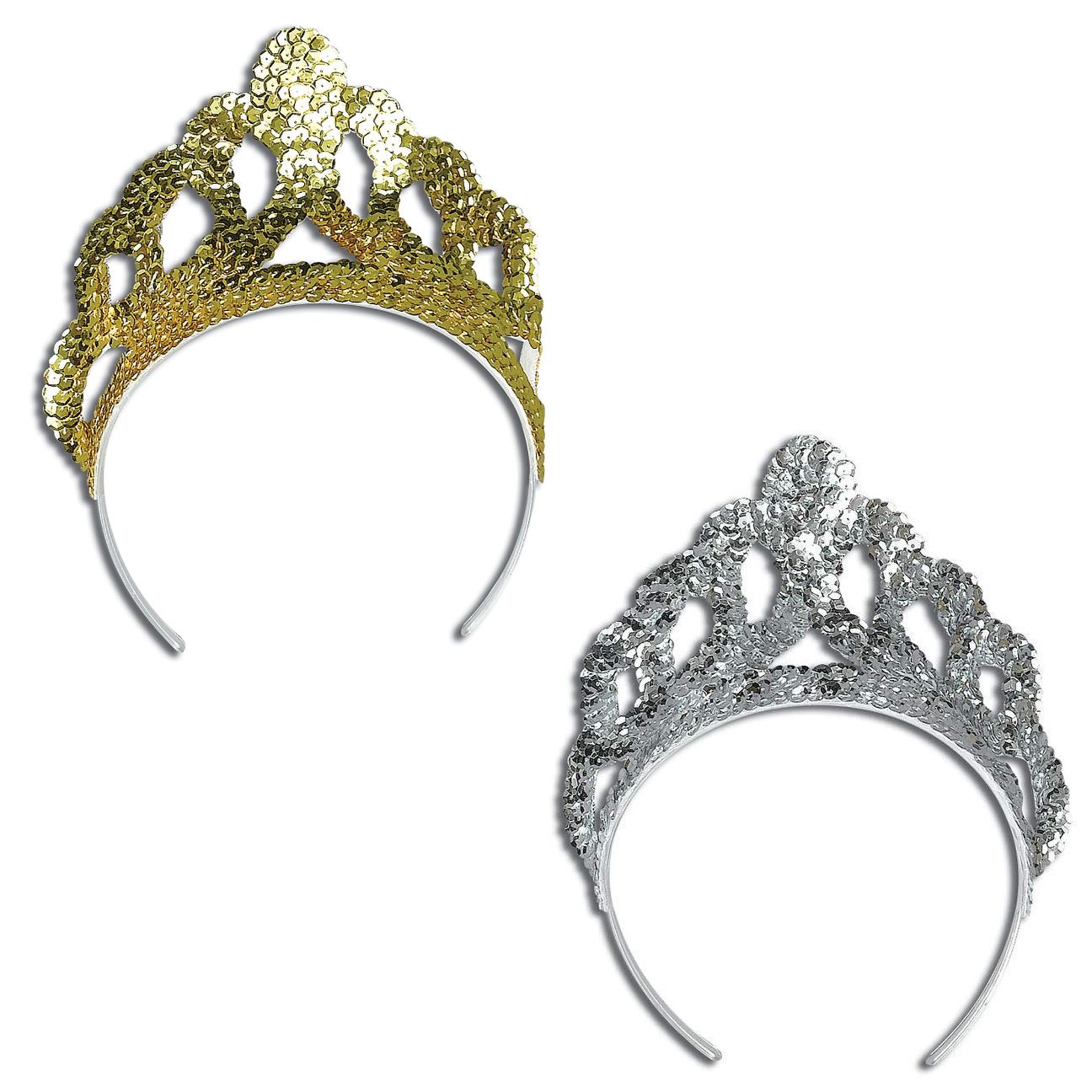 Christmas Fancy Dress Gold Finish Plastic Tiara One Size
