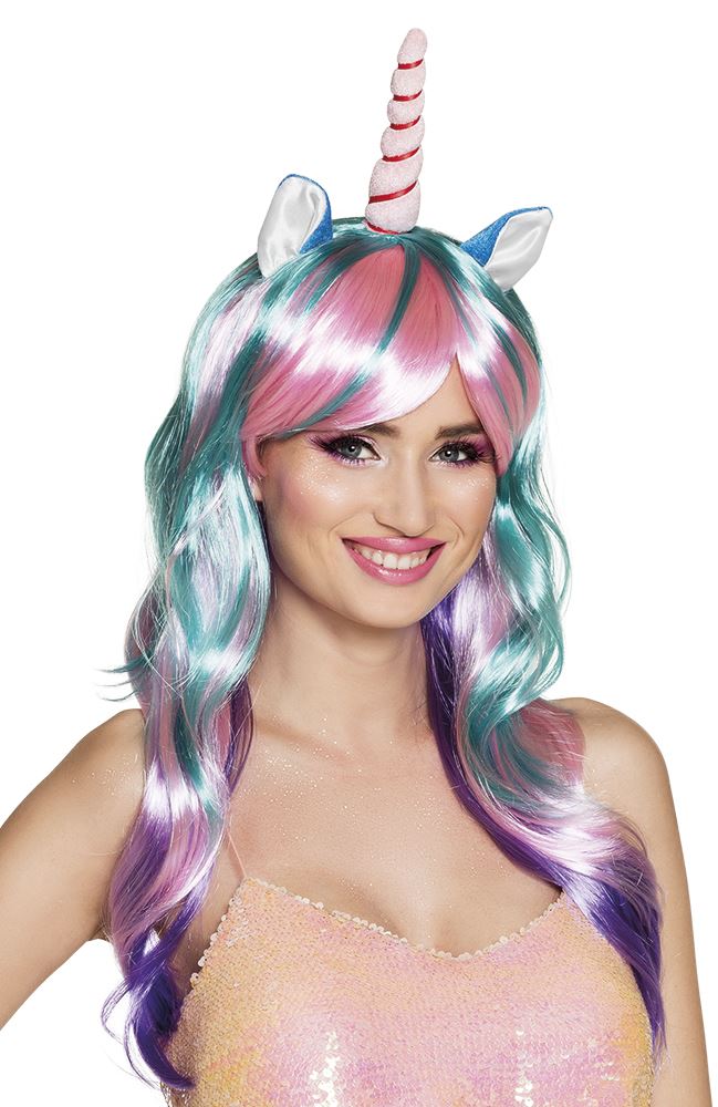 Unicorn Wigs Ladies Fantasy Fancy Dress Costume Accessory - Picture 2 of 5