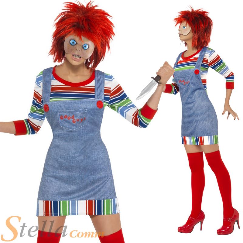 Ladies Chucky Costume Halloween Fancy Dress Womens Childs Play Adult Outfit eBay