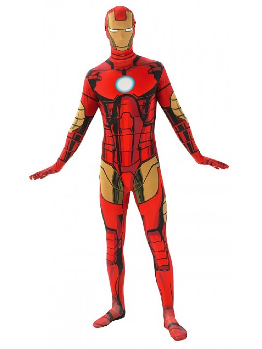 Mens 2nd Skin Superhero Full Body Suit Bodysuit Fancy Dress Costume