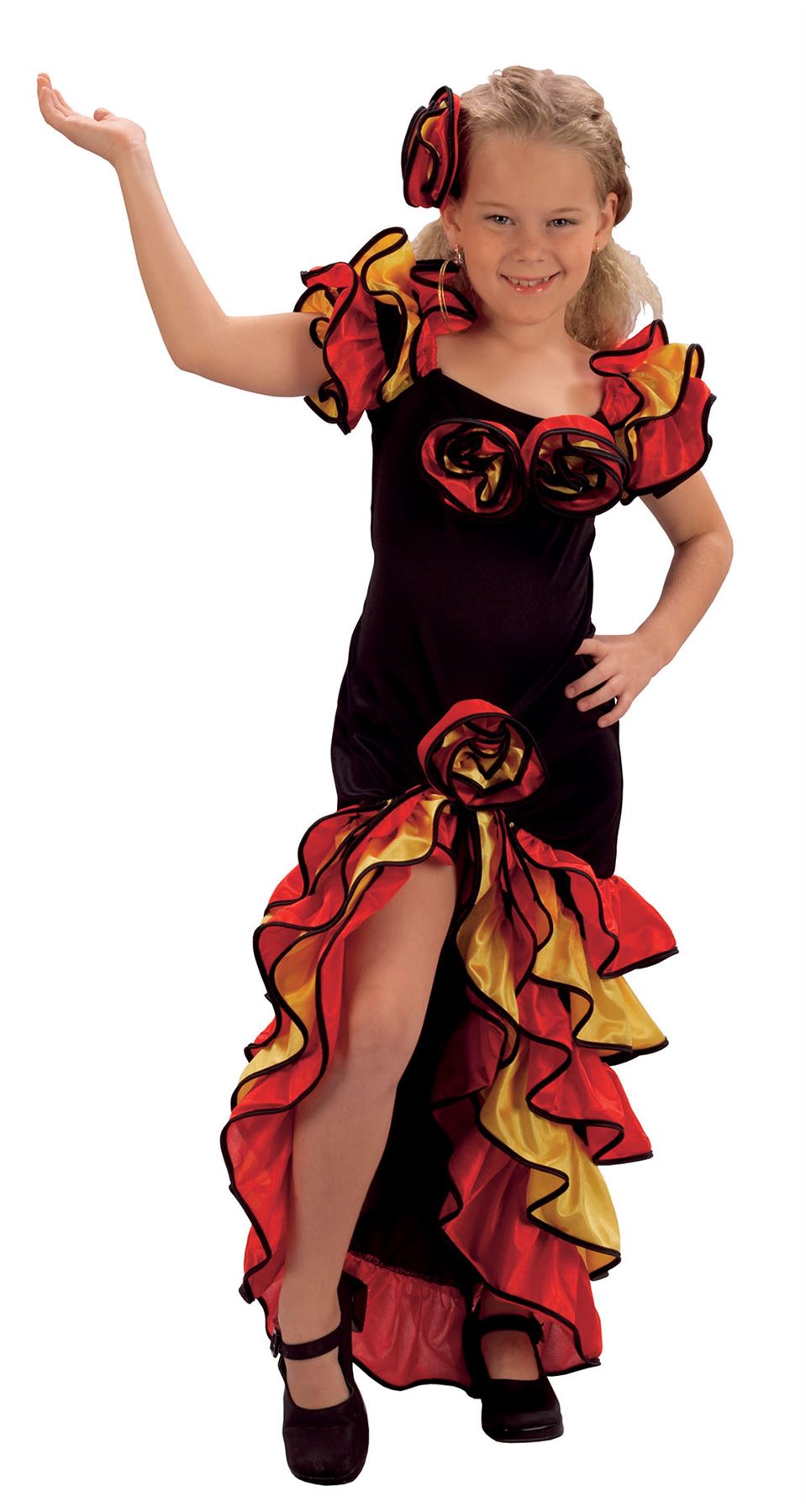 Girls Rumba Spanish Flamenco Dancer Party Salsa Kids Fancy Dress