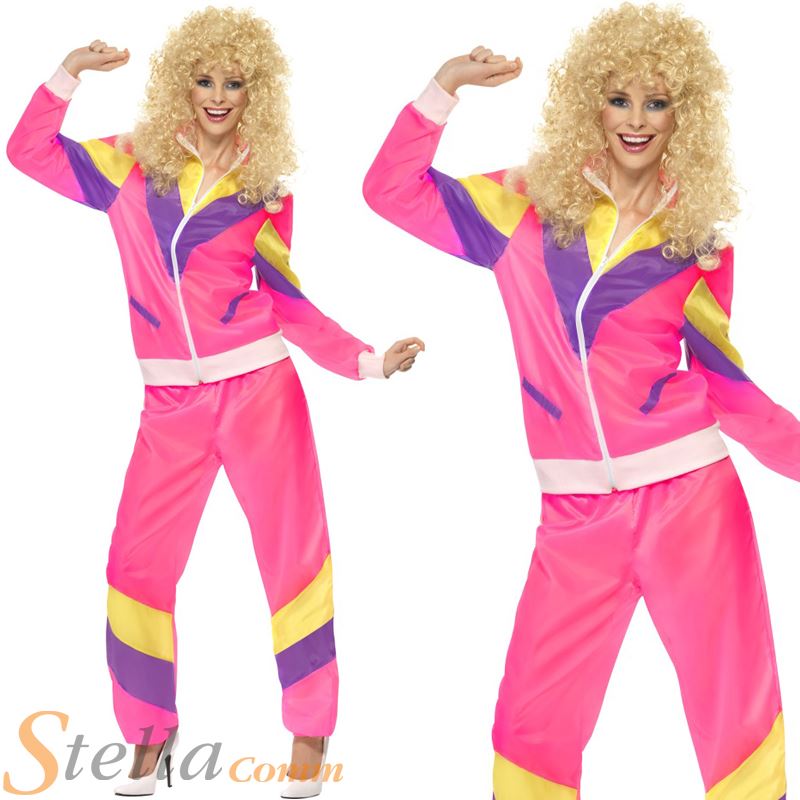 Ladies Shell Suit Costume 80s 90s tracksuit Scouser Fancy Dress Outfit