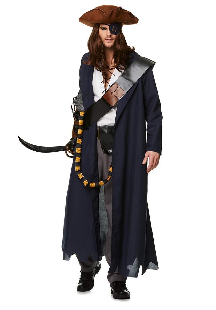 Mens Voyager Pirate Costume Caribbean Halloween Fancy Dress Outfit