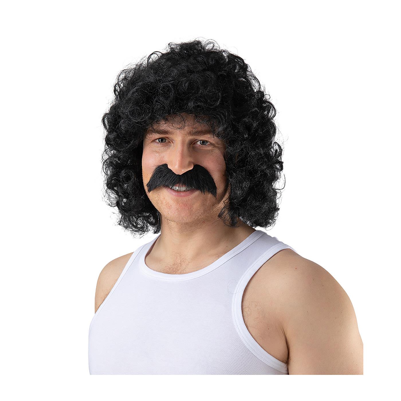 Wicked Costumes - Perm Wig with Moustache - Adult - Picture 2 of 5