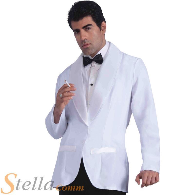 Mens Formal White Jacket Fancy Dress Costume James Bond Gangster Outfit New