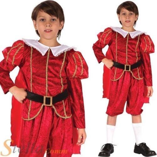 Tudor Boy Costume Child Royal Prince Fancy Dress Medieval Book Week Outfit Kids
