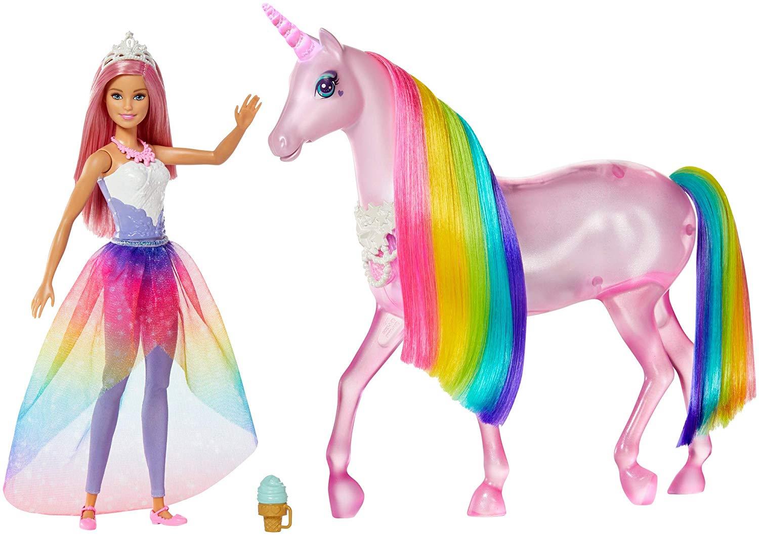 Mattel Barbie Dreamtopia Magical Lights Unicorn and Princess Barbie Set